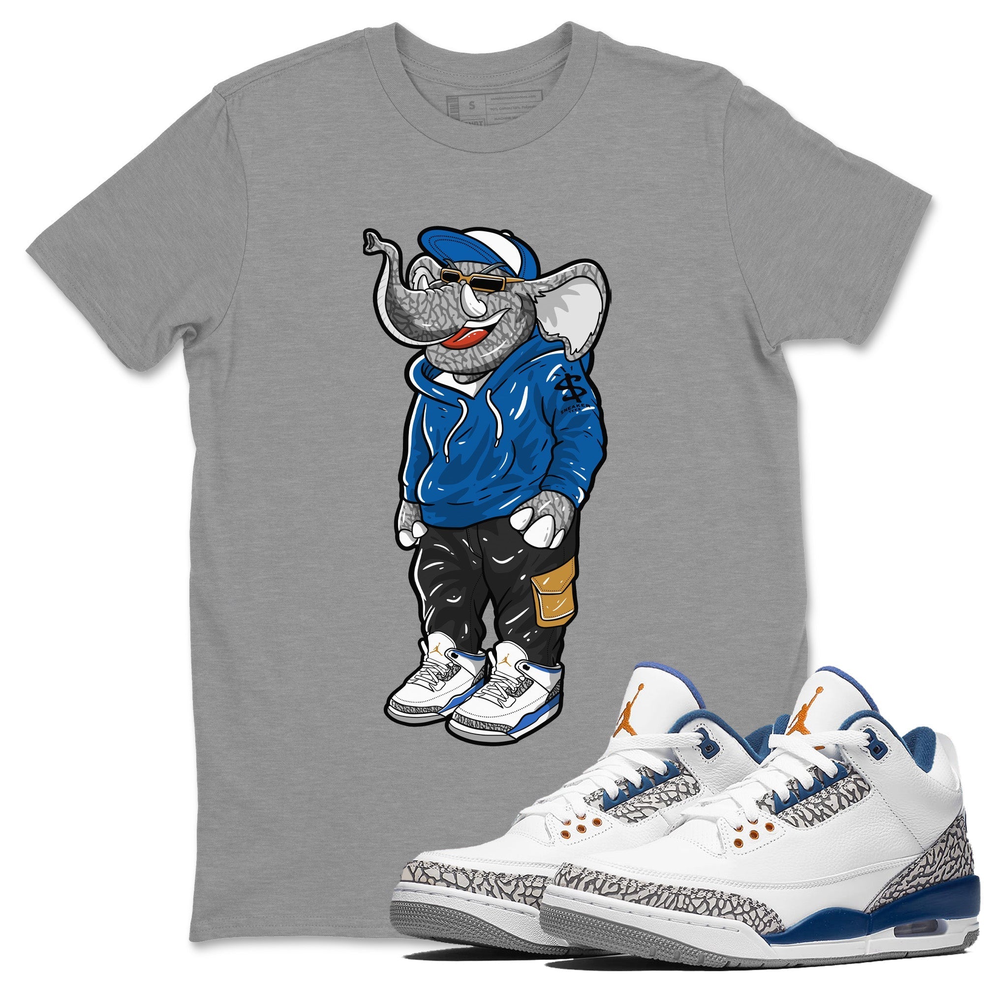 Air Jordan 3 Wizards Sneaker Match Tees Sneakerhead Elephant Streetwear Sneaker Shirt Air Jordan 3 Retro Wizards Sneaker Release Tees Unisex Shirts Heather Grey 1