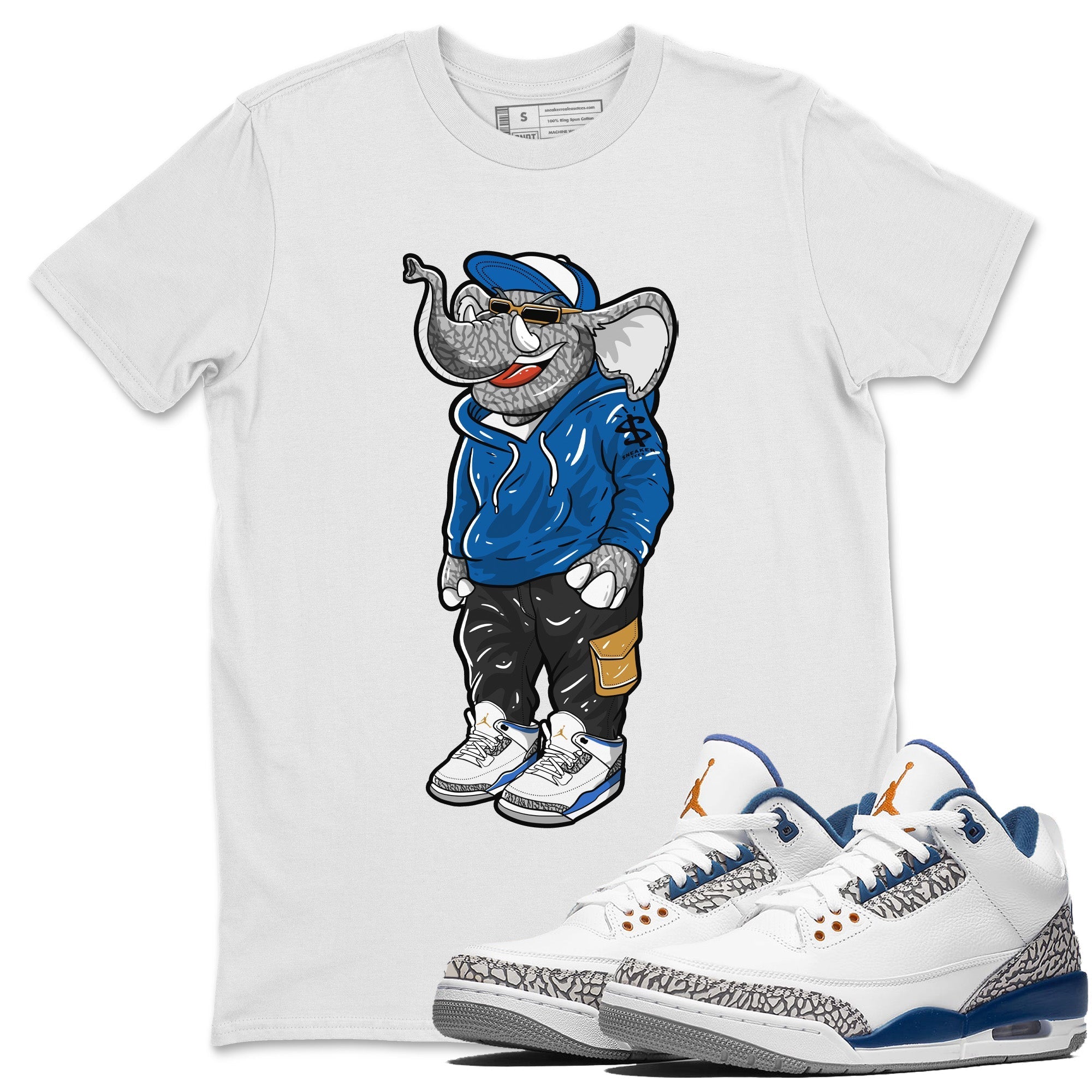 Air Jordan 3 Wizards Sneaker Match Tees Sneakerhead Elephant Streetwear Sneaker Shirt Air Jordan 3 Retro Wizards Sneaker Release Tees Unisex Shirts White 1
