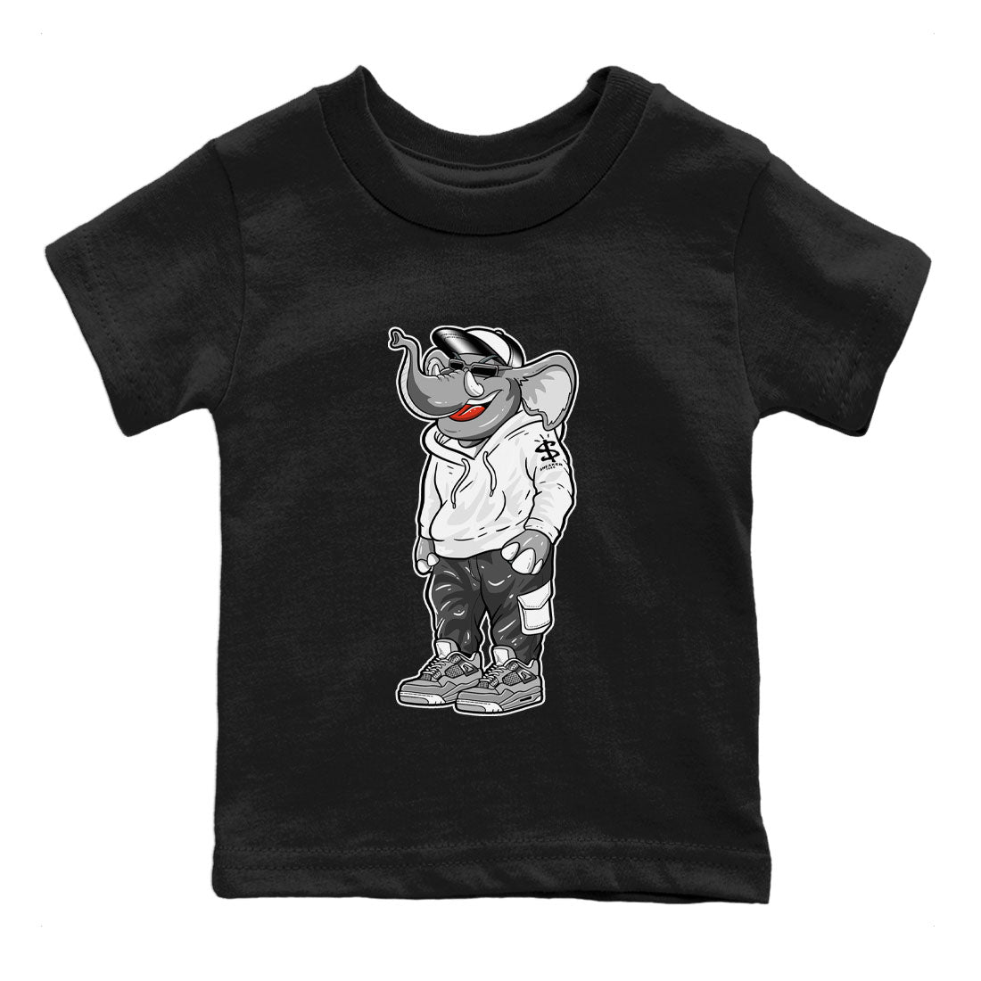 Air Jordan 4 Retro Frozen Moments shirt to match jordans Sneakerhead Elephant Streetwear Sneaker Shirt AJ4 Frozen Moments Drip Gear Zone Sneaker Matching Clothing Baby Toddler Black 2 T-Shirt