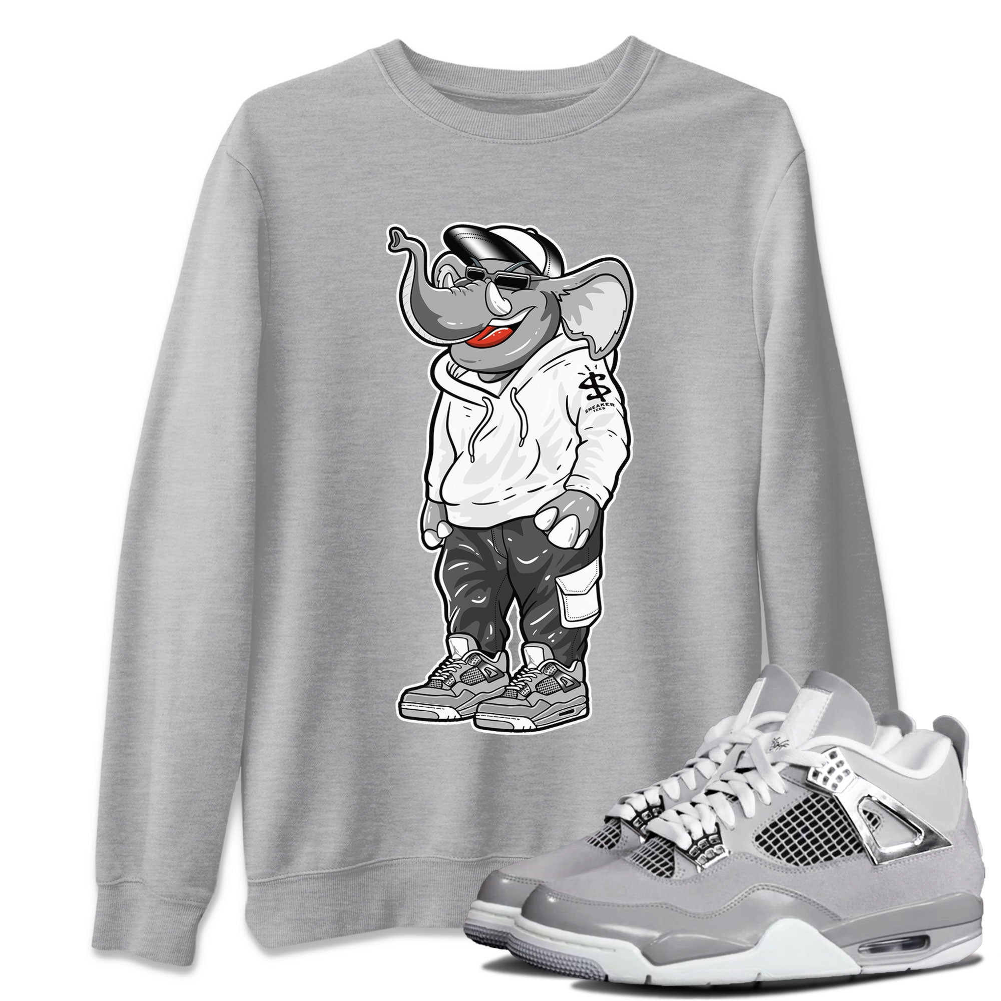 Air Jordan 4 Retro Frozen Moments shirt to match jordans Sneakerhead Elephant Streetwear Sneaker Shirt AJ4 Frozen Moments Drip Gear Zone Sneaker Matching Clothing Unisex Heather Grey 1 T-Shirt