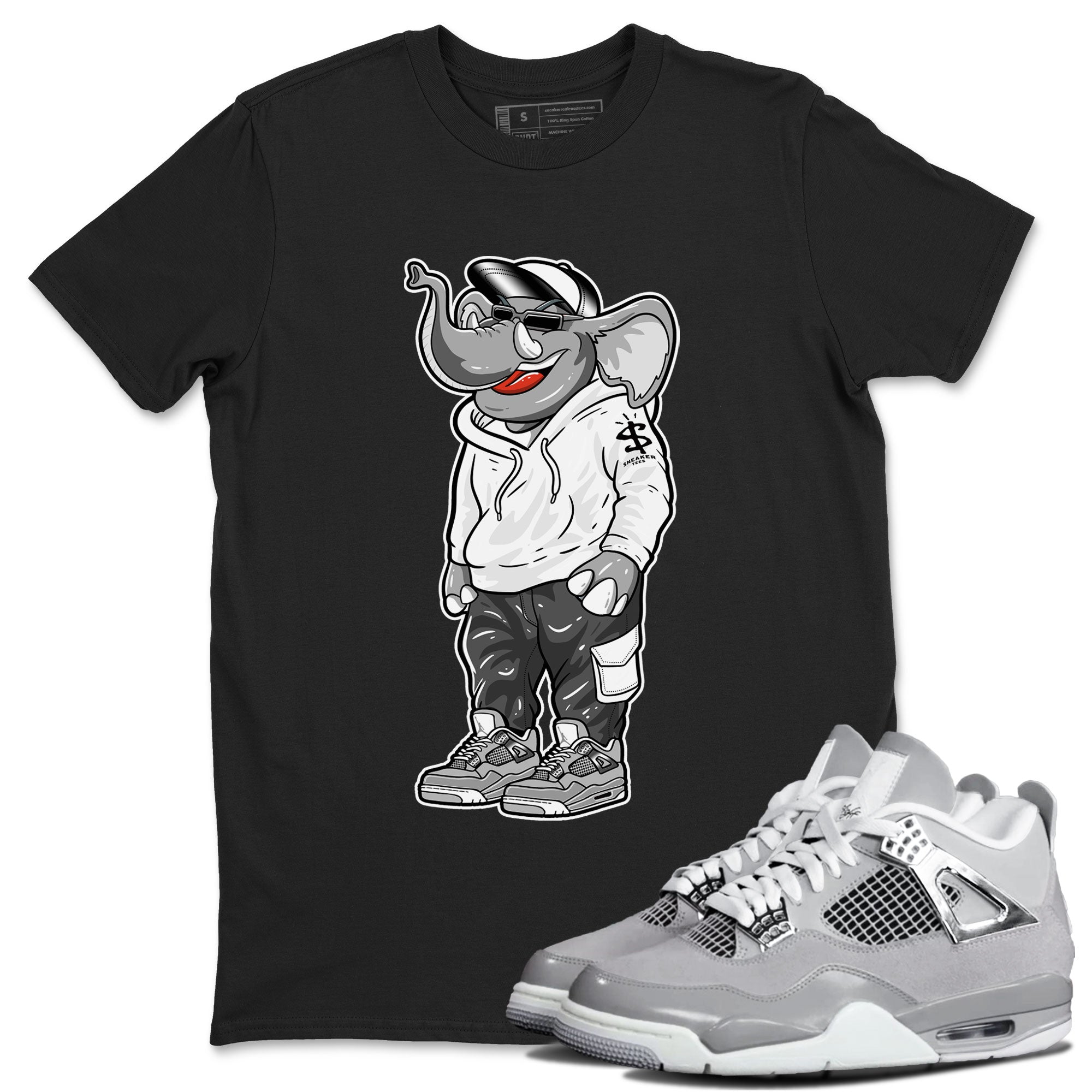 Air Jordan 4 Retro Frozen Moments shirt to match jordans Sneakerhead Elephant Streetwear Sneaker Shirt AJ4 Frozen Moments Drip Gear Zone Sneaker Matching Clothing Unisex Black 1 T-Shirt