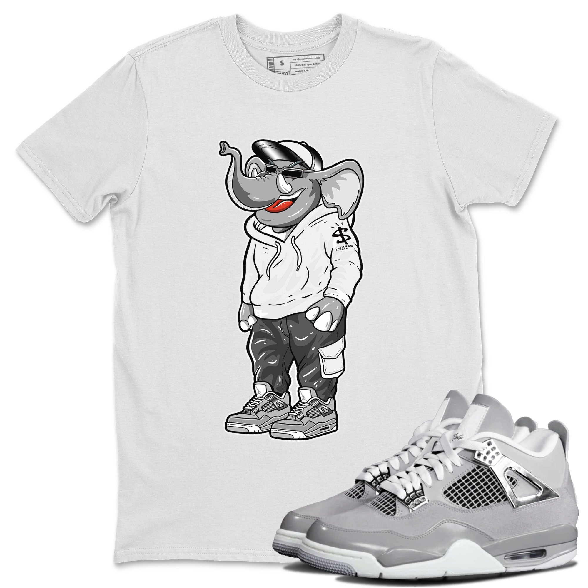 Air Jordan 4 Retro Frozen Moments shirt to match jordans Sneakerhead Elephant Streetwear Sneaker Shirt AJ4 Frozen Moments Drip Gear Zone Sneaker Matching Clothing Unisex White 1 T-Shirt