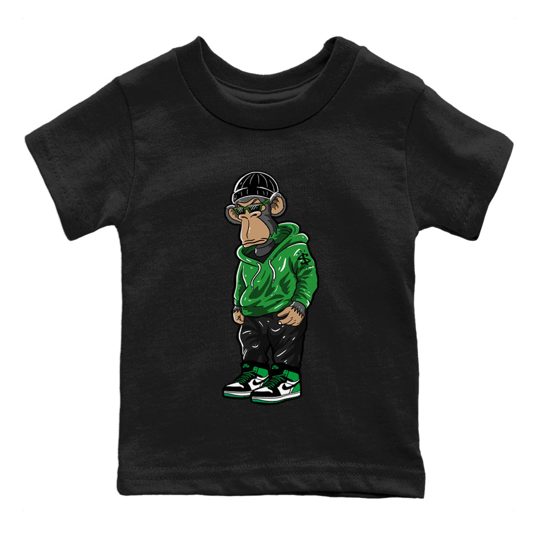 Air Jordan 1 Celtics Sneaker Match Tees Sneakerhead Monkey Streetwear Sneaker Shirt Air Jordan 1 Retro Celtics Sneaker Release Tees Kids Shirts Black 2