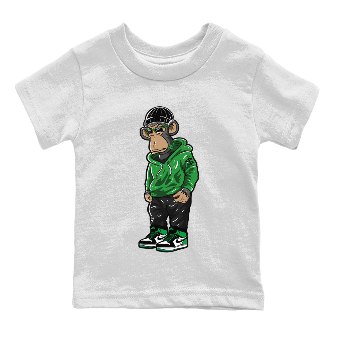 Air Jordan 1 Celtics Sneaker Match Tees Sneakerhead Monkey Streetwear Sneaker Shirt Air Jordan 1 Retro Celtics Sneaker Release Tees Kids Shirts White 2