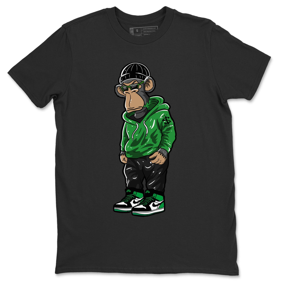 Air Jordan 1 Celtics Sneaker Match Tees Sneakerhead Monkey Streetwear Sneaker Shirt Air Jordan 1 Retro Celtics Sneaker Release Tees Unisex Shirts Black 2