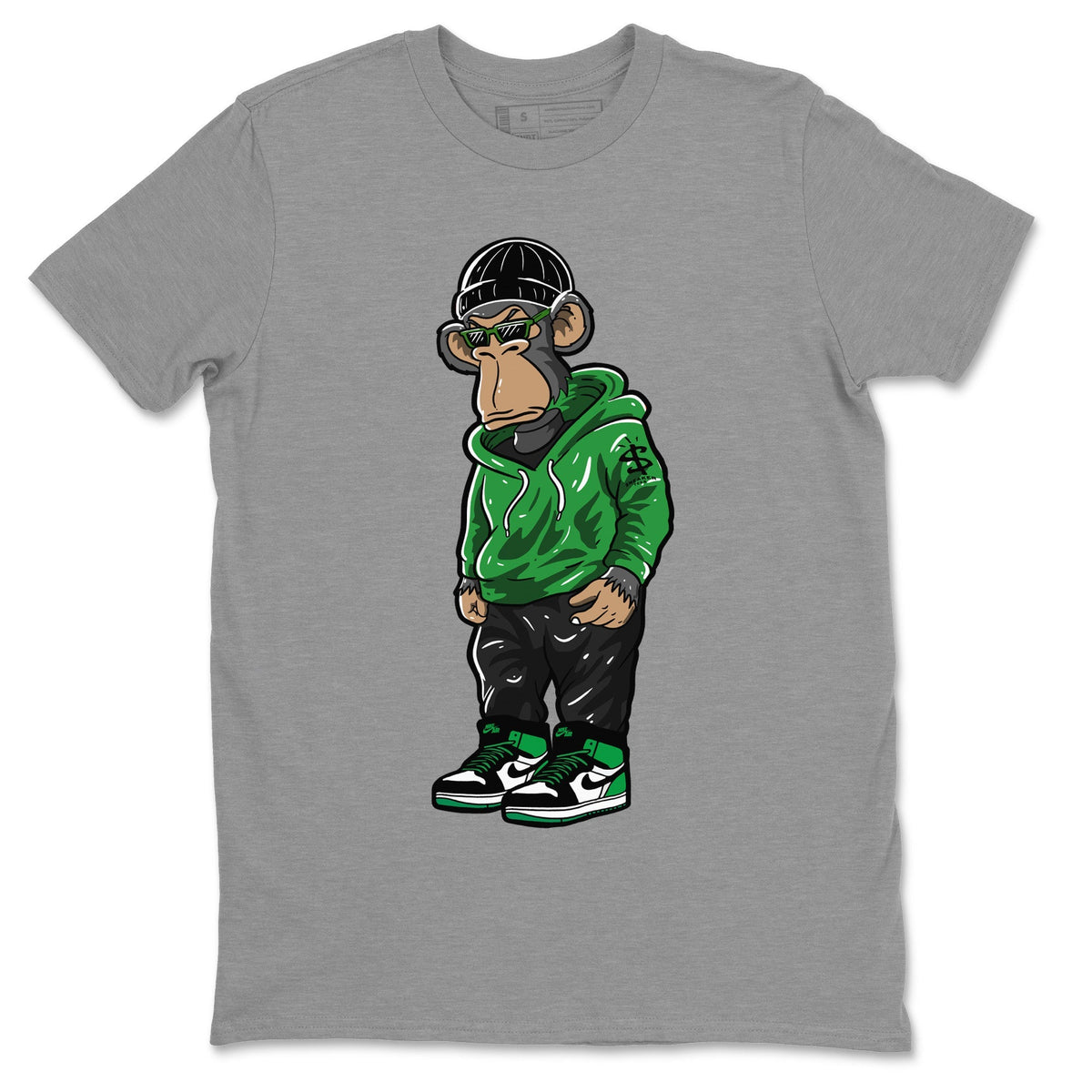 Air Jordan 1 Celtics Sneaker Match Tees Sneakerhead Monkey Streetwear Sneaker Shirt Air Jordan 1 Retro Celtics Sneaker Release Tees Unisex Shirts Heather Grey 2