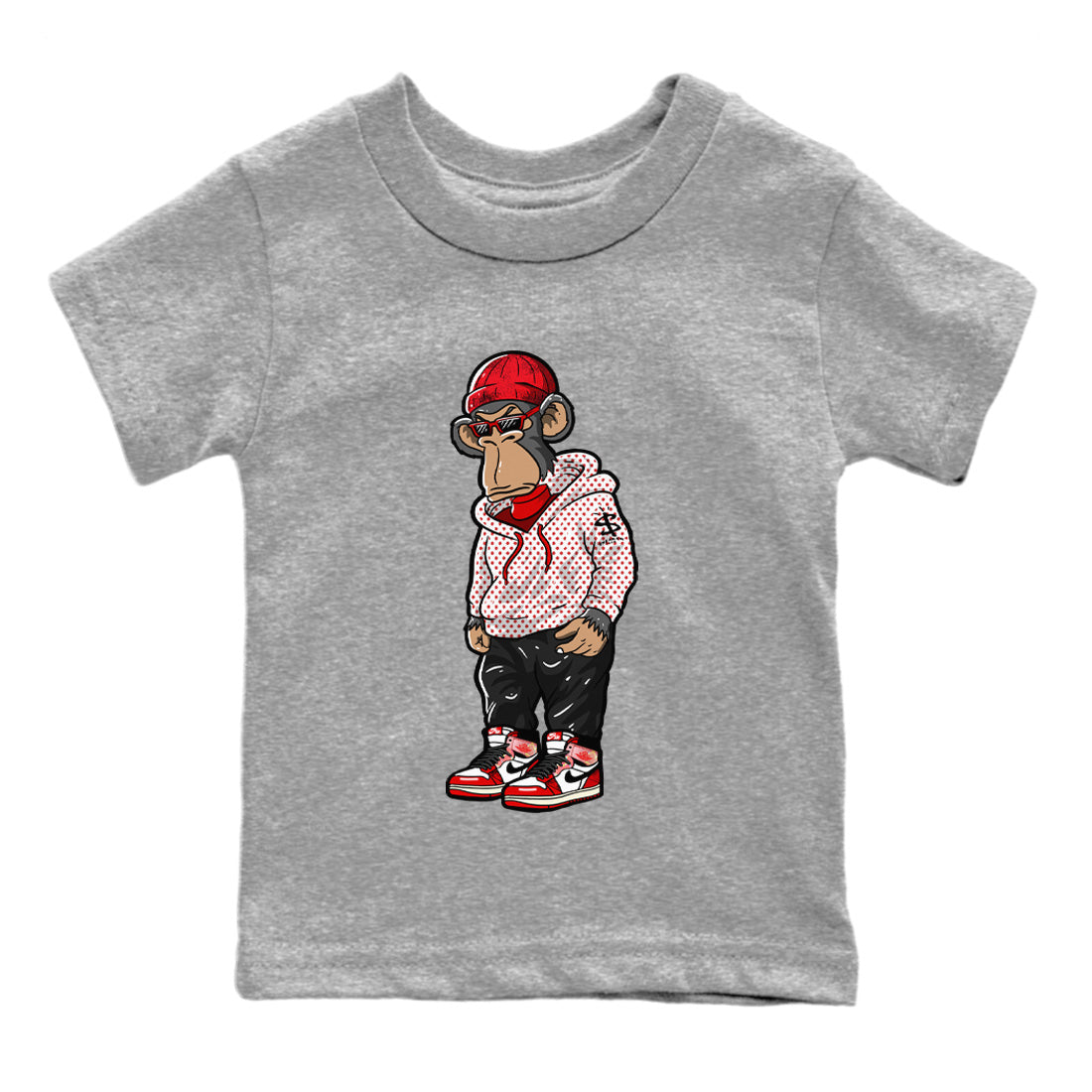 Air Jordan 1 Spider Man Sneaker Match Tees Sneakerhead Monkey Sneaker Release Tees Air Jordan 1 High OG x Spider Man Sneaker Release Tees Kids Shirts Heather Grey 2