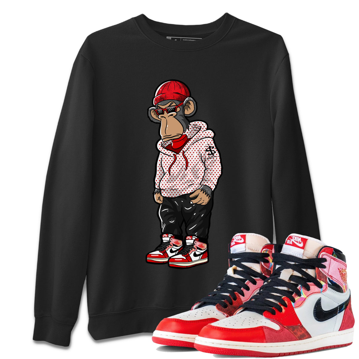 Air Jordan 1 Spider Man Sneakerhead Monkey Crew Neck Sneaker Release Tees Air Jordan 1 High OG x Spider Man Sneaker T-Shirts Washing and Care Tip