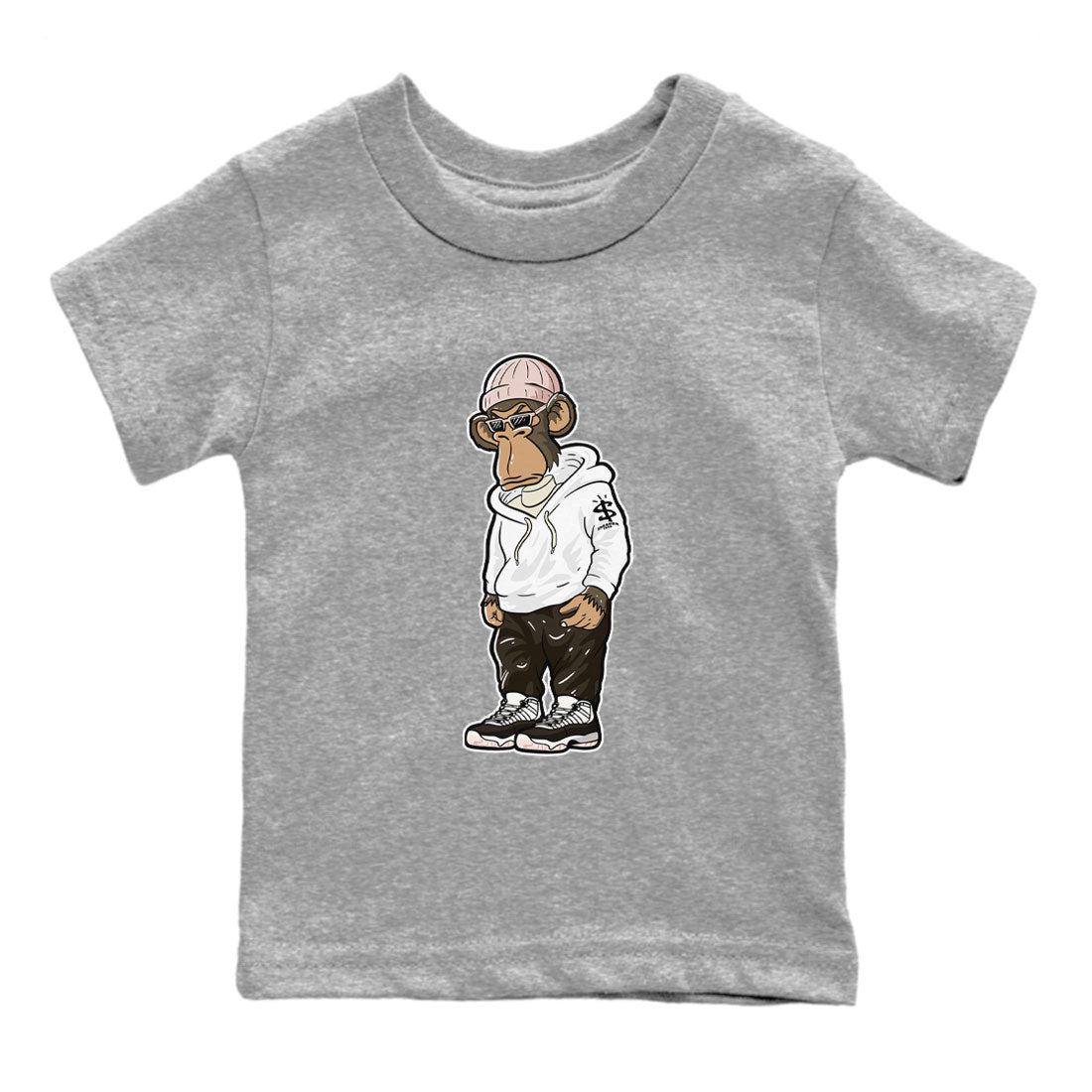 11s Neapolitan shirt to match jordans Sneakerhead Monkey sneaker matching t-shirts and clothing Air Jordan 11 Neapolitan Drip Gear Zone Youth Kids Toddler Heather Grey 2 T-Shirt