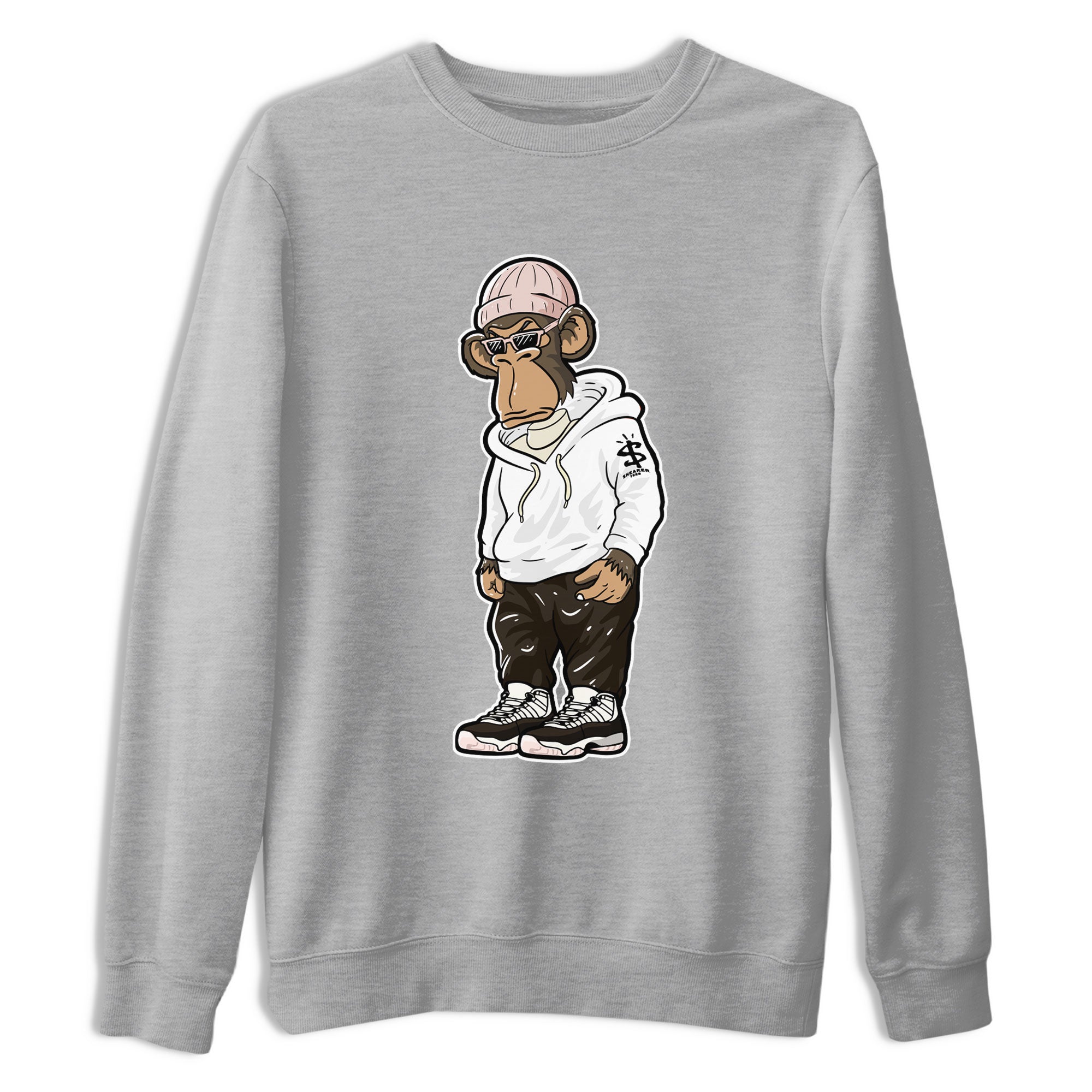 11s Neapolitan shirt to match jordans Sneakerhead Monkey sneaker matching t-shirts and clothing Air Jordan 11 Neapolitan Drip Gear Zone Cotton Casual Unisex Heather Grey 2 T-Shirt