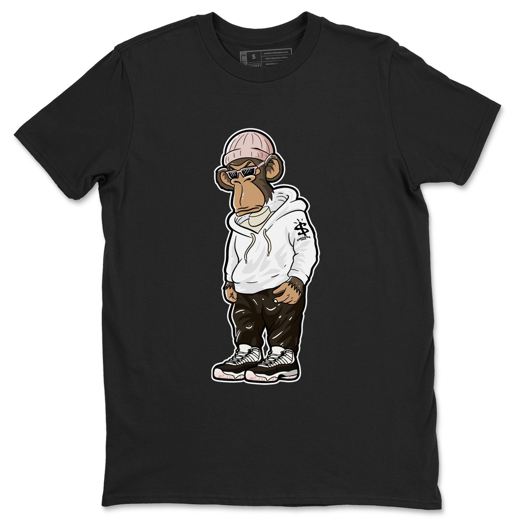 11s Neapolitan shirt to match jordans Sneakerhead Monkey sneaker matching t-shirts and clothing Air Jordan 11 Neapolitan Drip Gear Zone Cotton Casual Unisex Black 2 T-Shirt