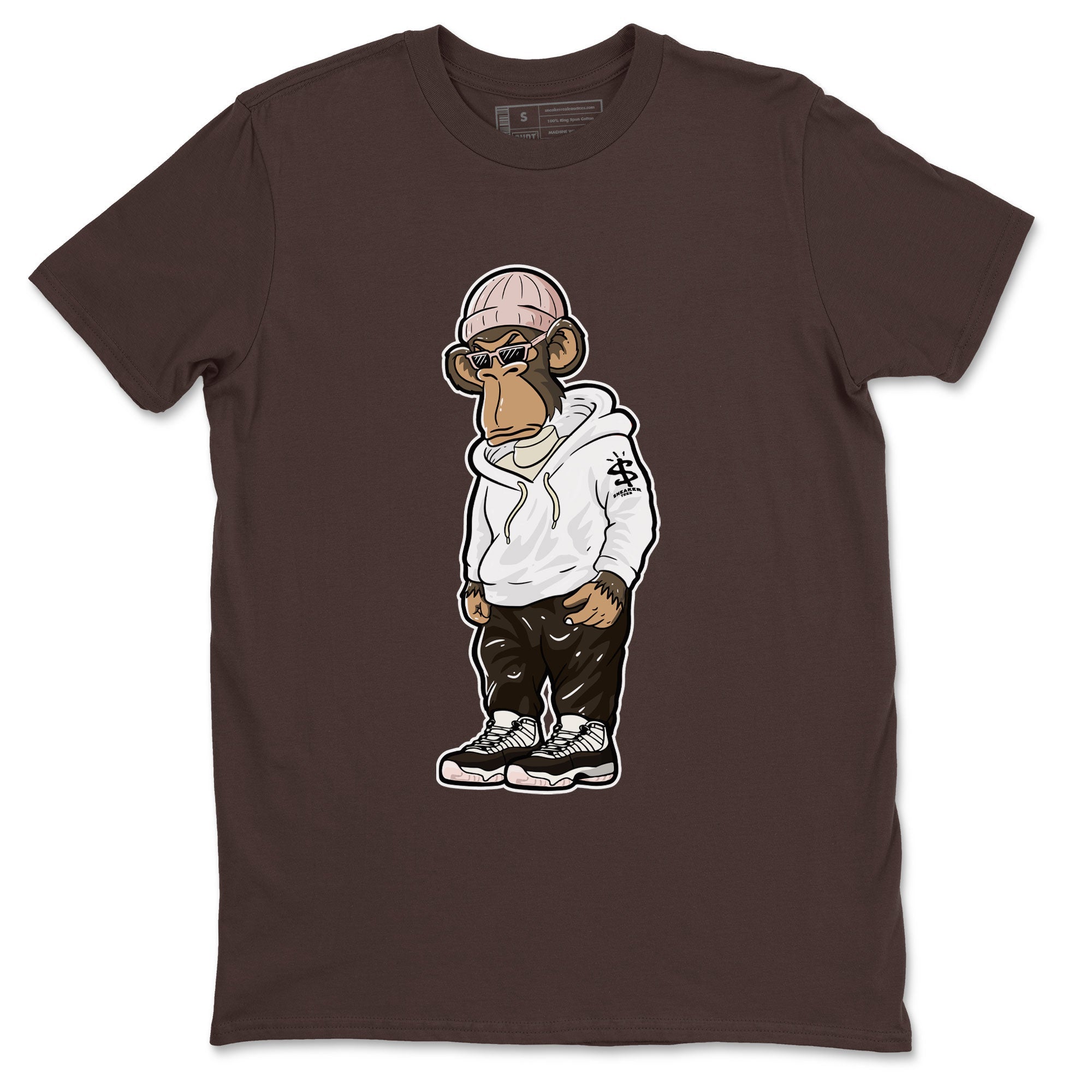 11s Neapolitan shirt to match jordans Sneakerhead Monkey sneaker matching t-shirts and clothing Air Jordan 11 Neapolitan Drip Gear Zone Cotton Casual Unisex Dark Chocolate 2 T-Shirt