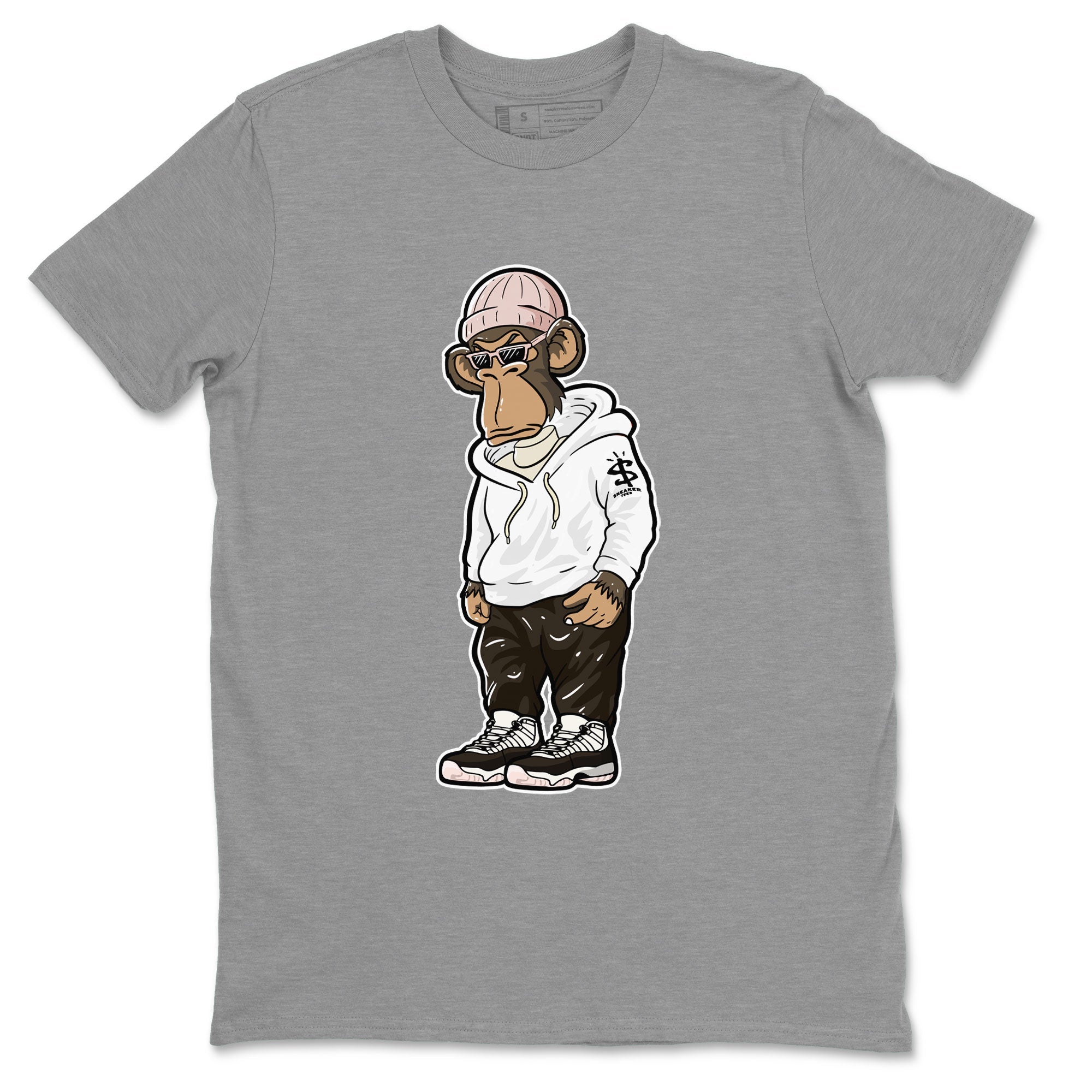 11s Neapolitan shirt to match jordans Sneakerhead Monkey sneaker matching t-shirts and clothing Air Jordan 11 Neapolitan Drip Gear Zone Cotton Casual Unisex Heather Grey 2 T-Shirt
