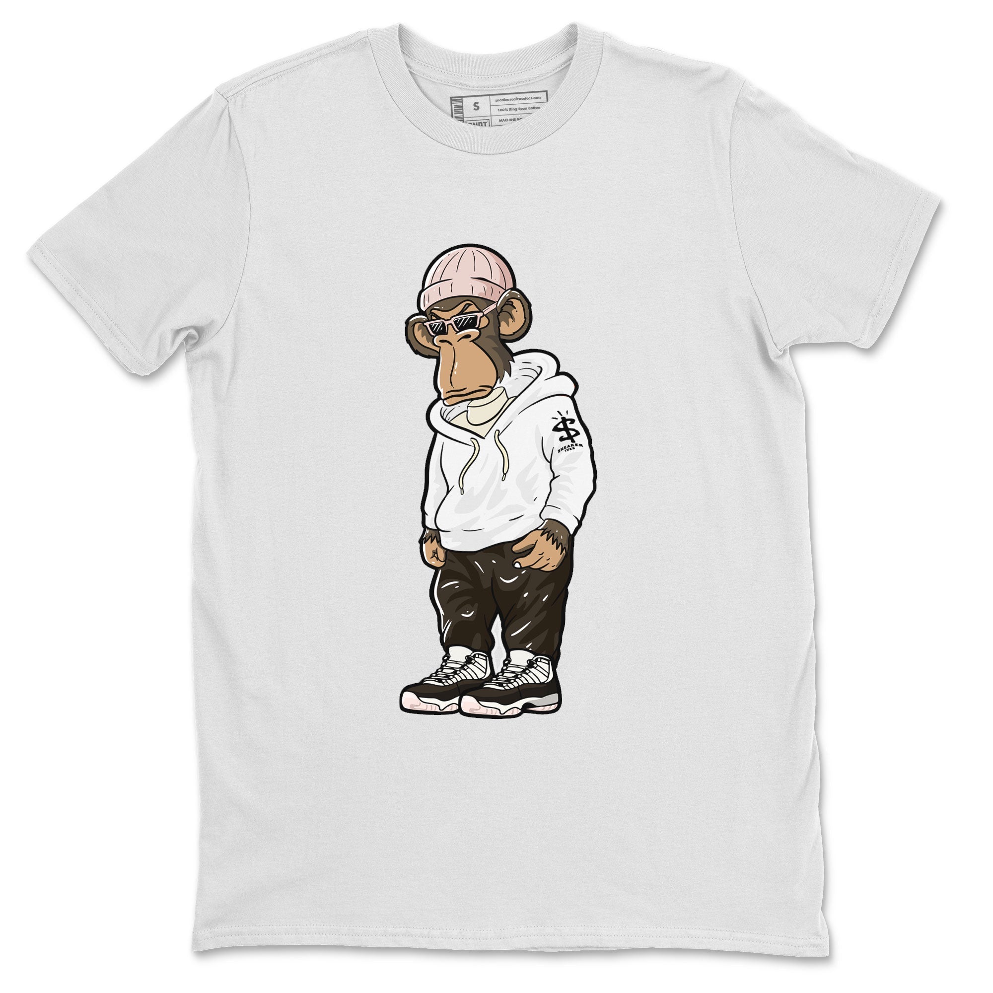 11s Neapolitan shirt to match jordans Sneakerhead Monkey sneaker matching t-shirts and clothing Air Jordan 11 Neapolitan Drip Gear Zone Cotton Casual Unisex White 2 T-Shirt