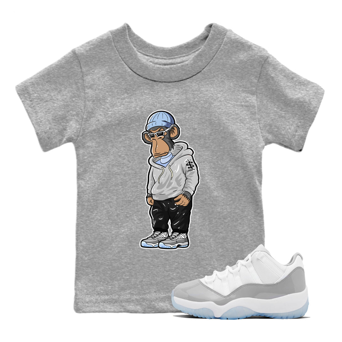 Air Jordan 11 White Cement Sneakerhead Monkey Baby and Kids Streetwear Sneaker Shirt Jordan 11 Retro White Cement Kids Streetwear Sneaker Shirt Size Chart