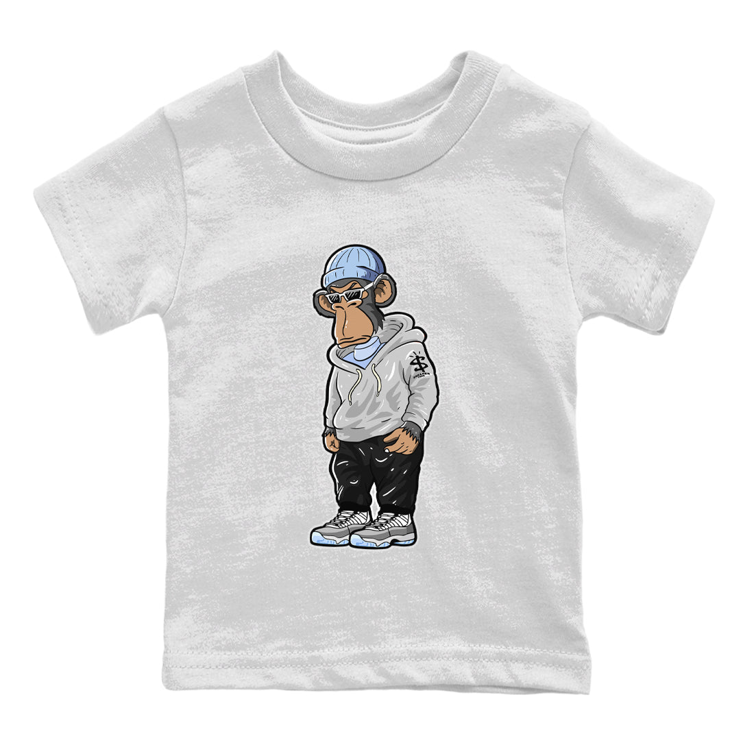 Air Jordan 11 White Cement Sneaker Match Tees Sneakerhead Monkey Streetwear Sneaker Shirt Jordan 11 Retro White Cement Sneaker Release Tees Kids Shirts White 2