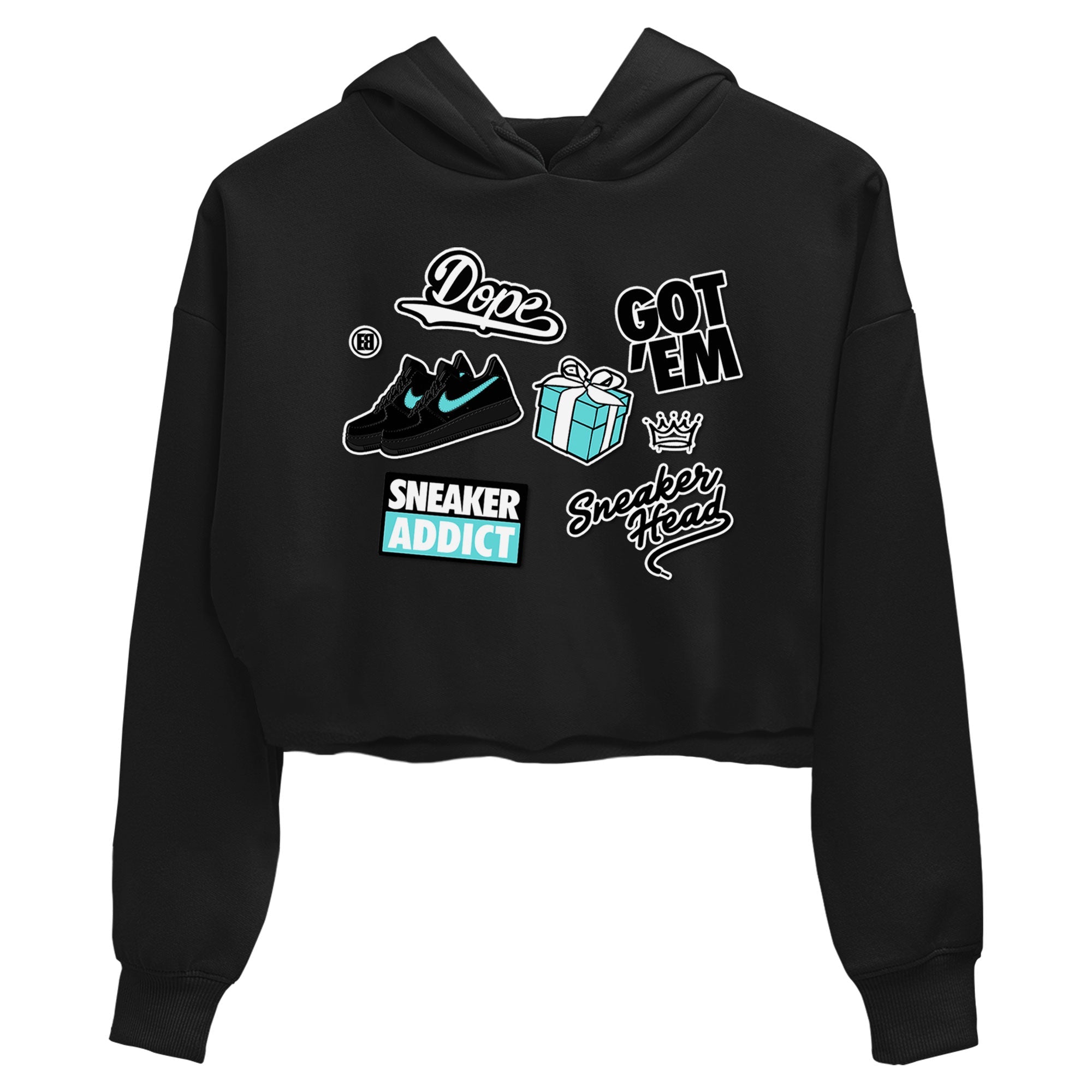 Air Force 1 x Tiffany shirt to match jordans Sneakerhead Sticker sneaker tees Air Force 1 Tiffany Drip Gear Zone Black 2 crop length shirt