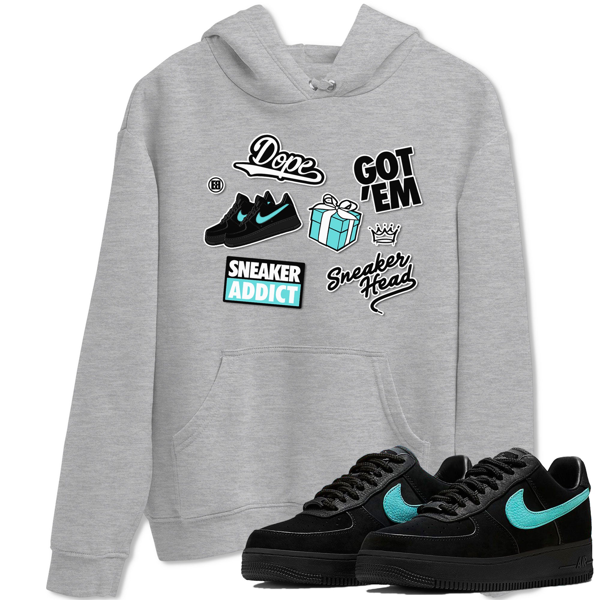 Air Force 1 x Tiffany shirt to match jordans Sneakerhead Sticker sneaker tees Air Force 1 Tiffany Drip Gear Zone unisex cotton Heather Grey 1 crew neck shirt
