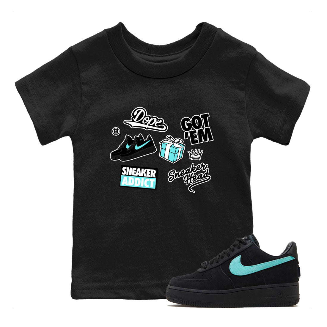 Air Force 1 x Tiffany shirt to match jordans Sneakerhead Sticker sneaker tees Air Force 1 Tiffany Drip Gear Zone baby toddler Black 1 cotton Shirt
