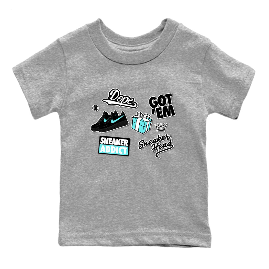 Air Force 1 x Tiffany shirt to match jordans Sneakerhead Sticker sneaker tees Air Force 1 Tiffany Drip Gear Zone baby toddler Heather Grey 2 cotton Shirt