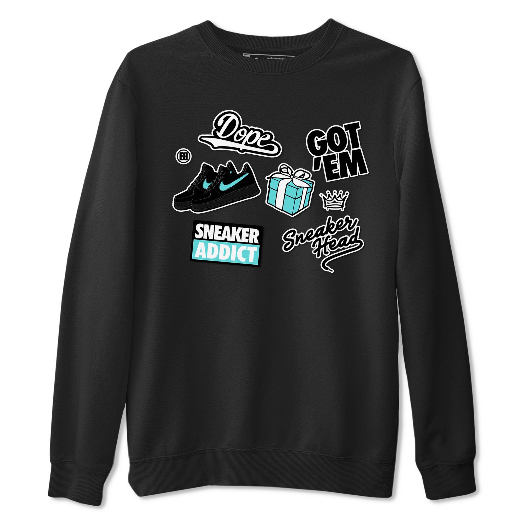 Air Force 1 x Tiffany shirt to match jordans Sneakerhead Sticker sneaker tees Air Force 1 Tiffany Drip Gear Zone unisex cotton Black 2 crew neck shirt