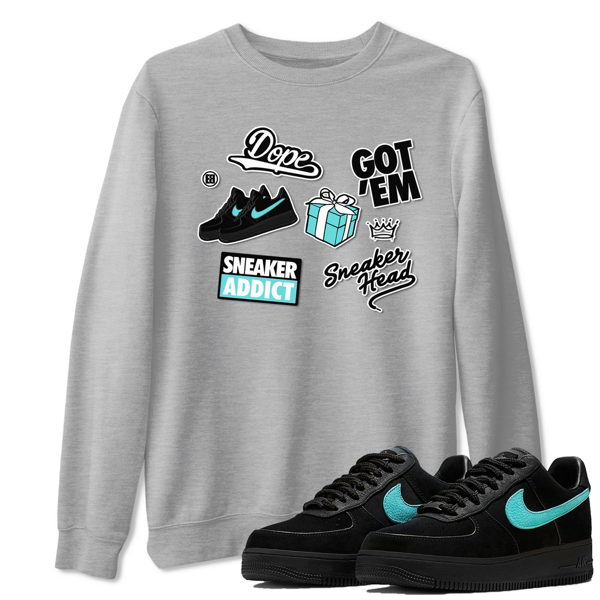 Air Force 1 x Tiffany shirt to match jordans Sneakerhead Sticker sneaker tees Air Force 1 Tiffany Drip Gear Zone unisex cotton Heather Grey 1 crew neck shirt