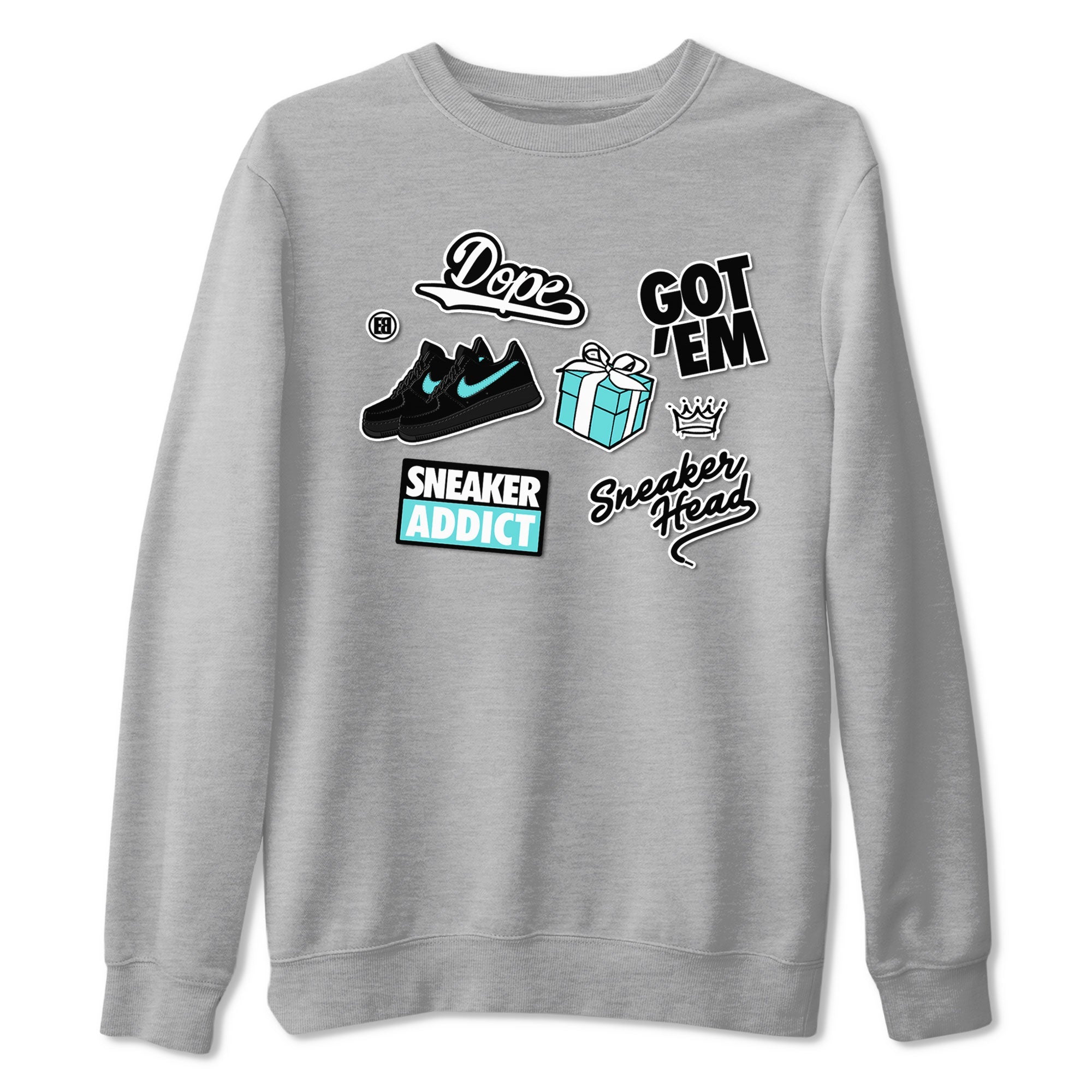 Air Force 1 x Tiffany shirt to match jordans Sneakerhead Sticker sneaker tees Air Force 1 Tiffany Drip Gear Zone unisex cotton Heather Grey 2 crew neck shirt