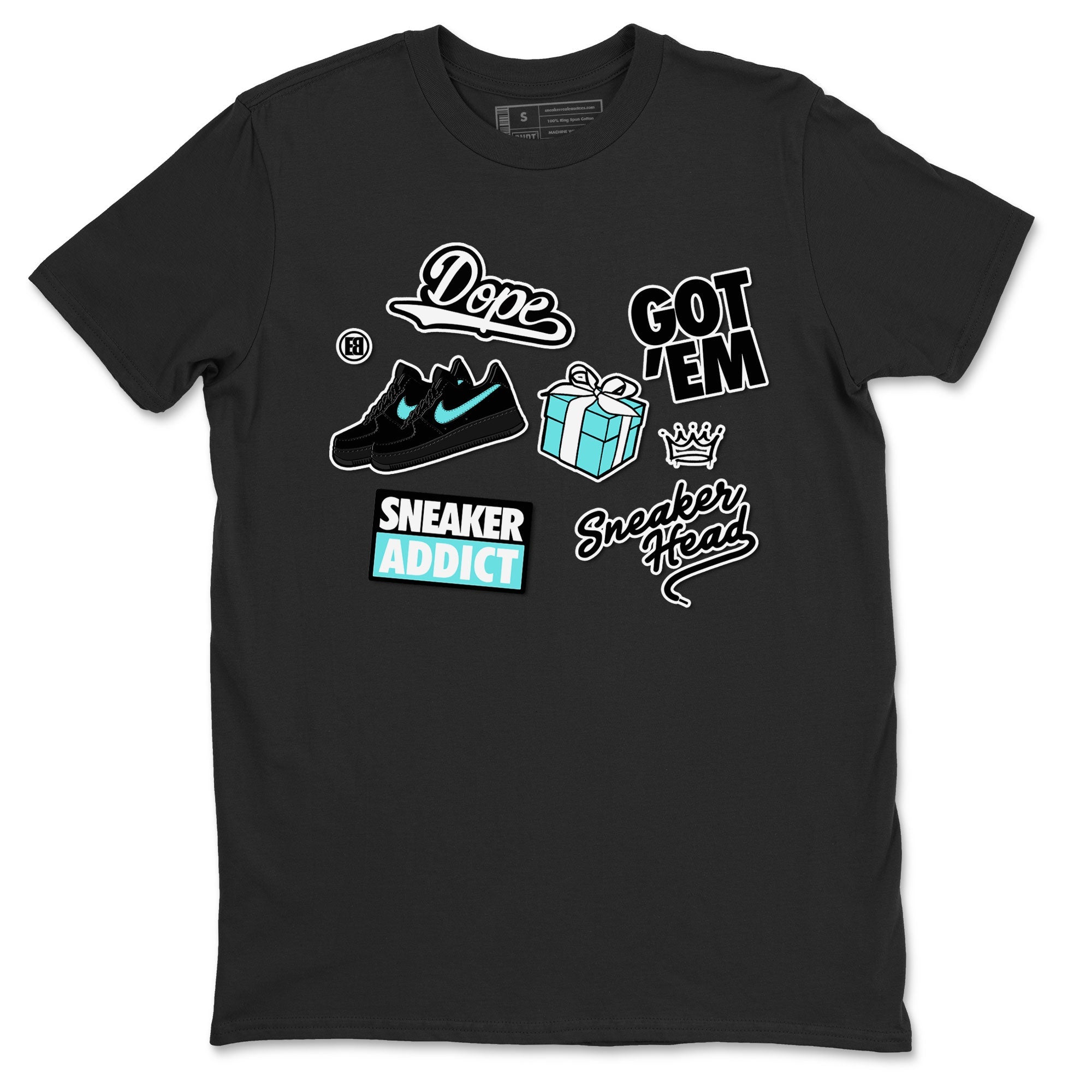 Air Force 1 x Tiffany shirt to match jordans Sneakerhead Sticker sneaker tees Air Force 1 Tiffany Drip Gear Zone unisex cotton Black 2 crew neck shirt