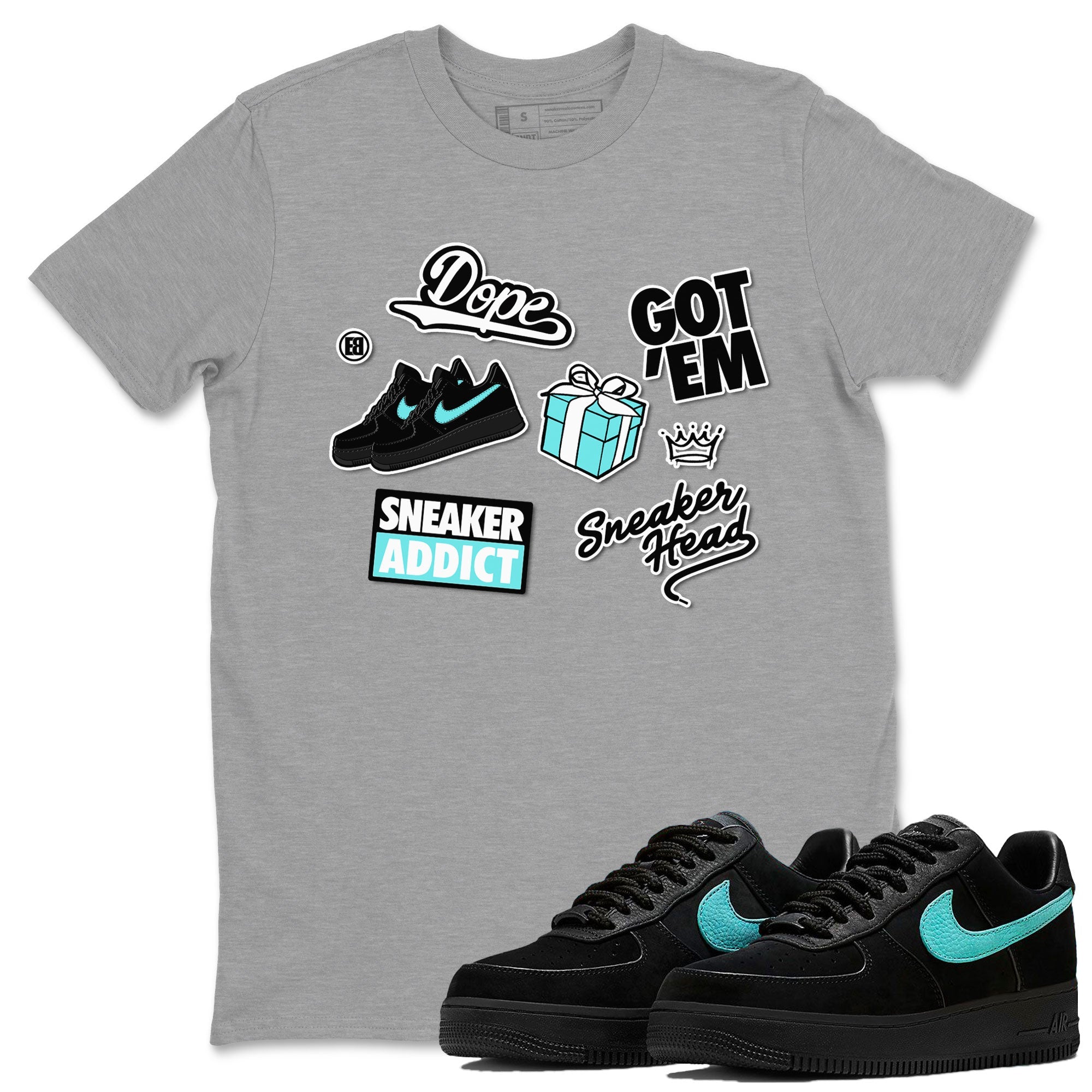 Air Force 1 x Tiffany shirt to match jordans Sneakerhead Sticker sneaker tees Air Force 1 Tiffany Drip Gear Zone unisex cotton Heather Grey 1 crew neck shirt