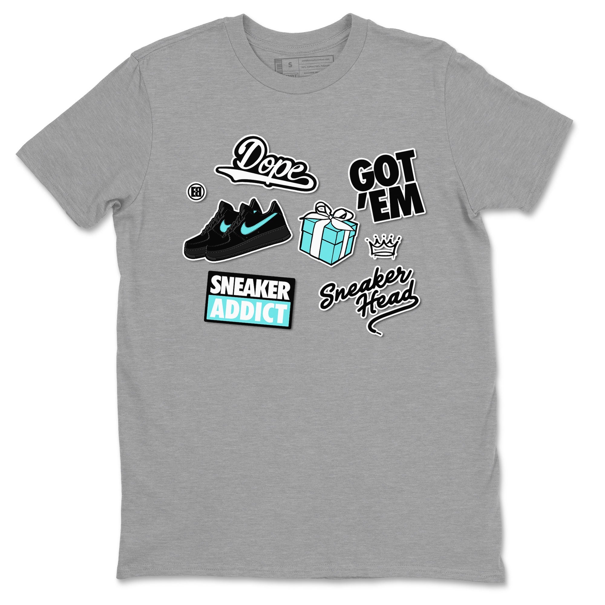 Air Force 1 x Tiffany shirt to match jordans Sneakerhead Sticker sneaker tees Air Force 1 Tiffany Drip Gear Zone unisex cotton Heather Grey 2 crew neck shirt