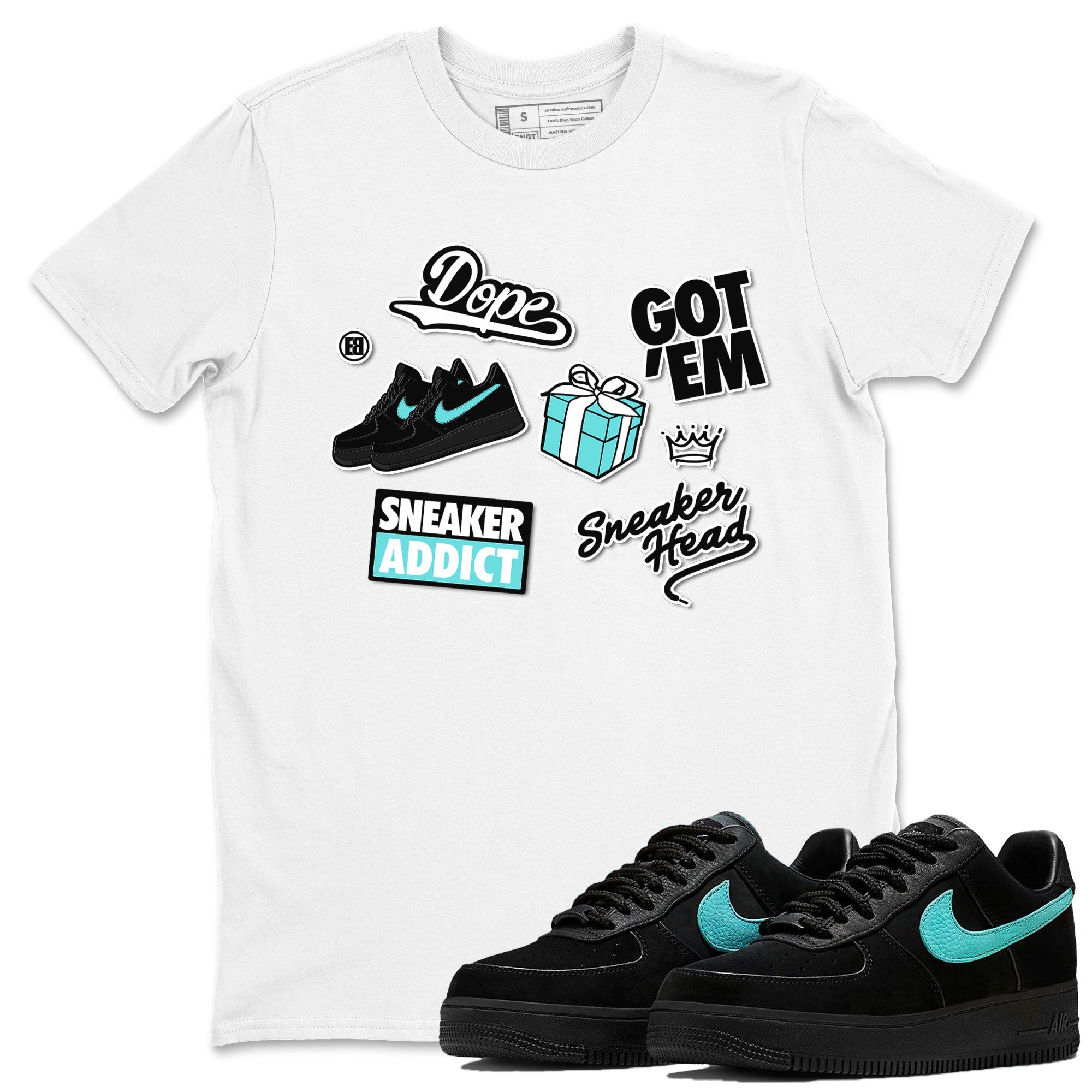 Air Force 1 x Tiffany shirt to match jordans Sneakerhead Sticker sneaker tees Air Force 1 Tiffany Drip Gear Zone unisex cotton White 1 crew neck shirt