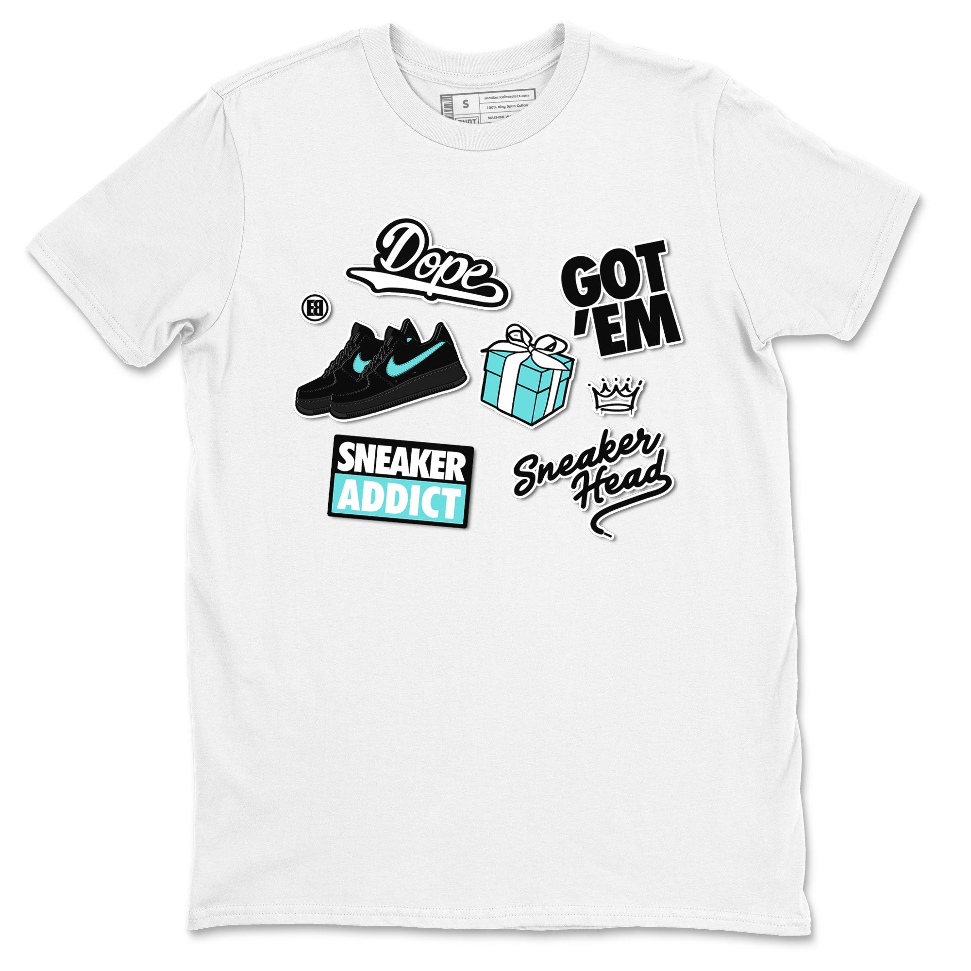 Air Force 1 x Tiffany shirt to match jordans Sneakerhead Sticker sneaker tees Air Force 1 Tiffany Drip Gear Zone unisex cotton White 2 crew neck shirt