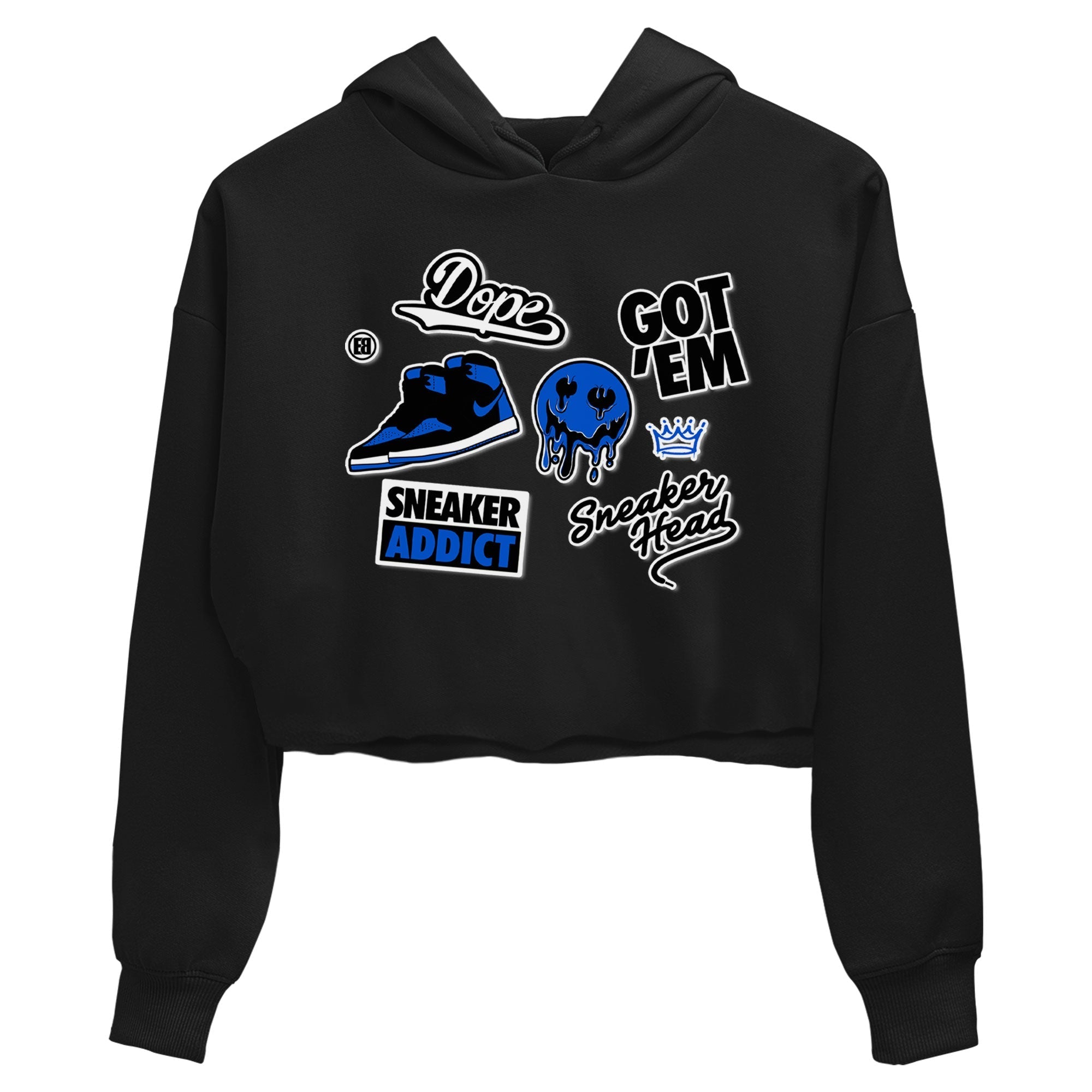 Jordan 1 Retro High OG Royal Reimagined shirt to match jordans Sneakerhead Sticker sneaker matching tees Air Jordan 1 Royal Reimagined Drip Gear Zones Black 2 Crop T-Shirt