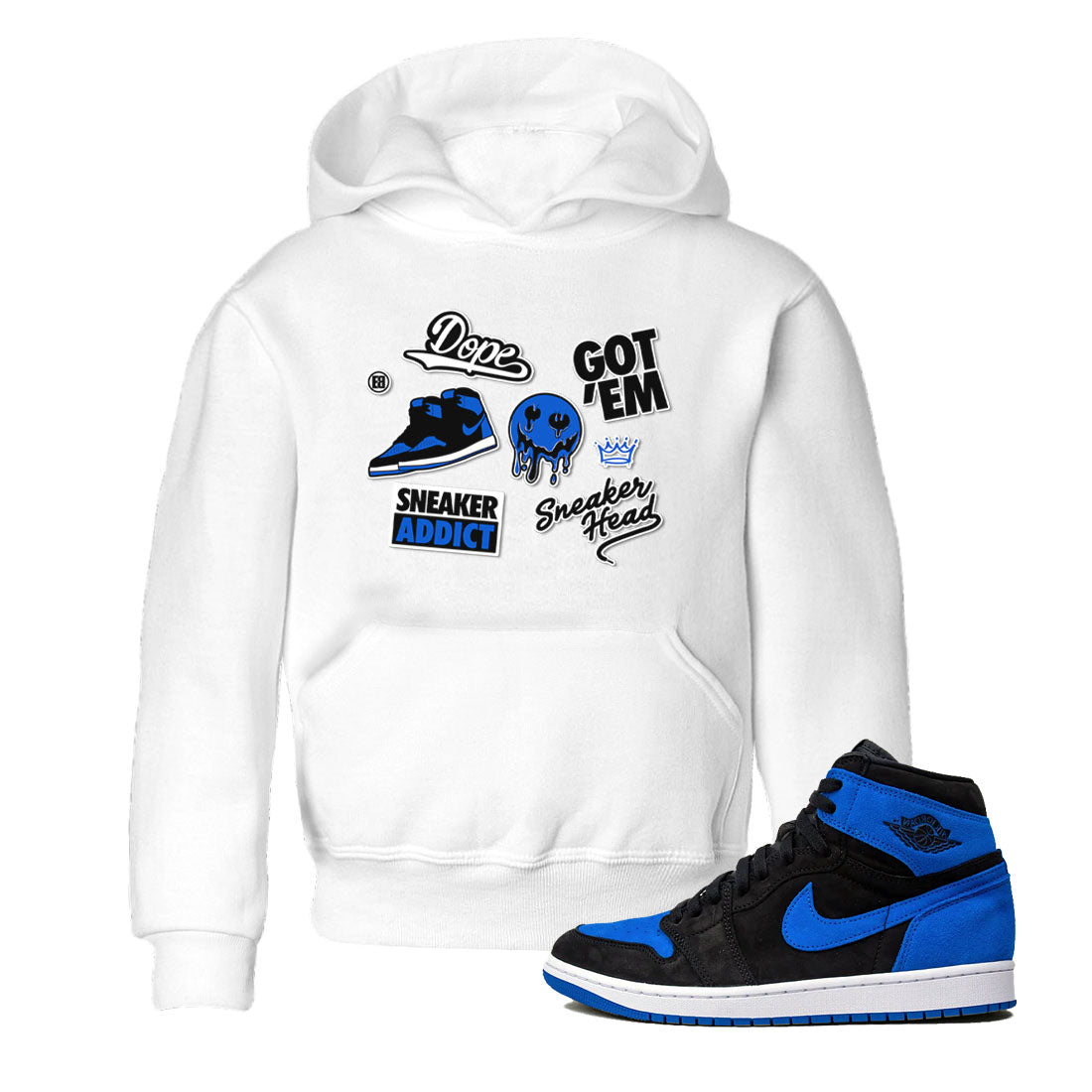 Jordan 1 Retro High OG Royal Reimagined shirt to match jordans Sneakerhead Sticker sneaker matching tees Air Jordan 1 Royal Reimagined Drip Gear Zones Baby Toddler White 1 T-Shirt