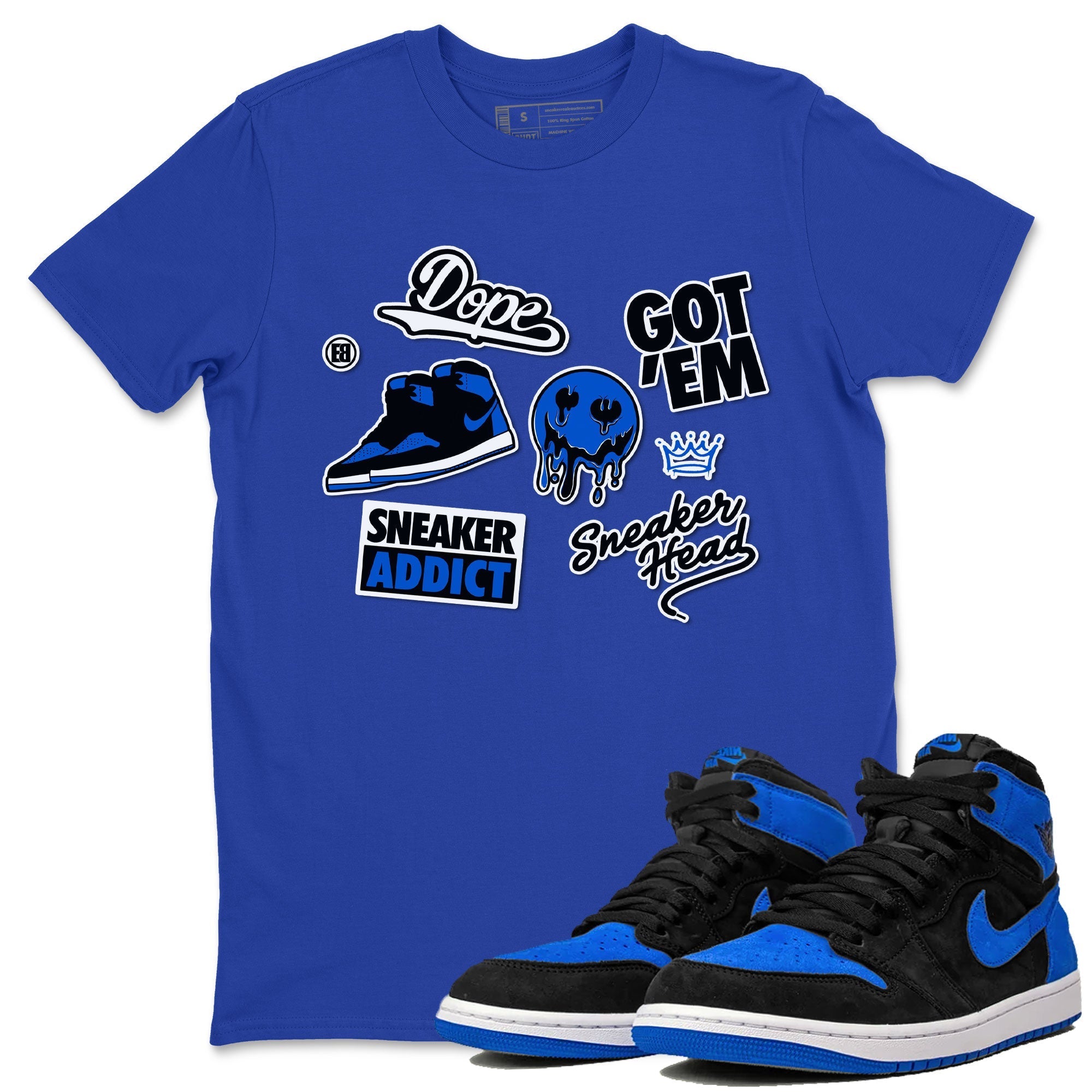 Jordan 1 Retro High OG Royal Reimagined shirt to match jordans Sneakerhead Sticker sneaker matching tees Air Jordan 1 Royal Reimagined Drip Gear Zones Unisex Royal Blue 1 T-Shirt