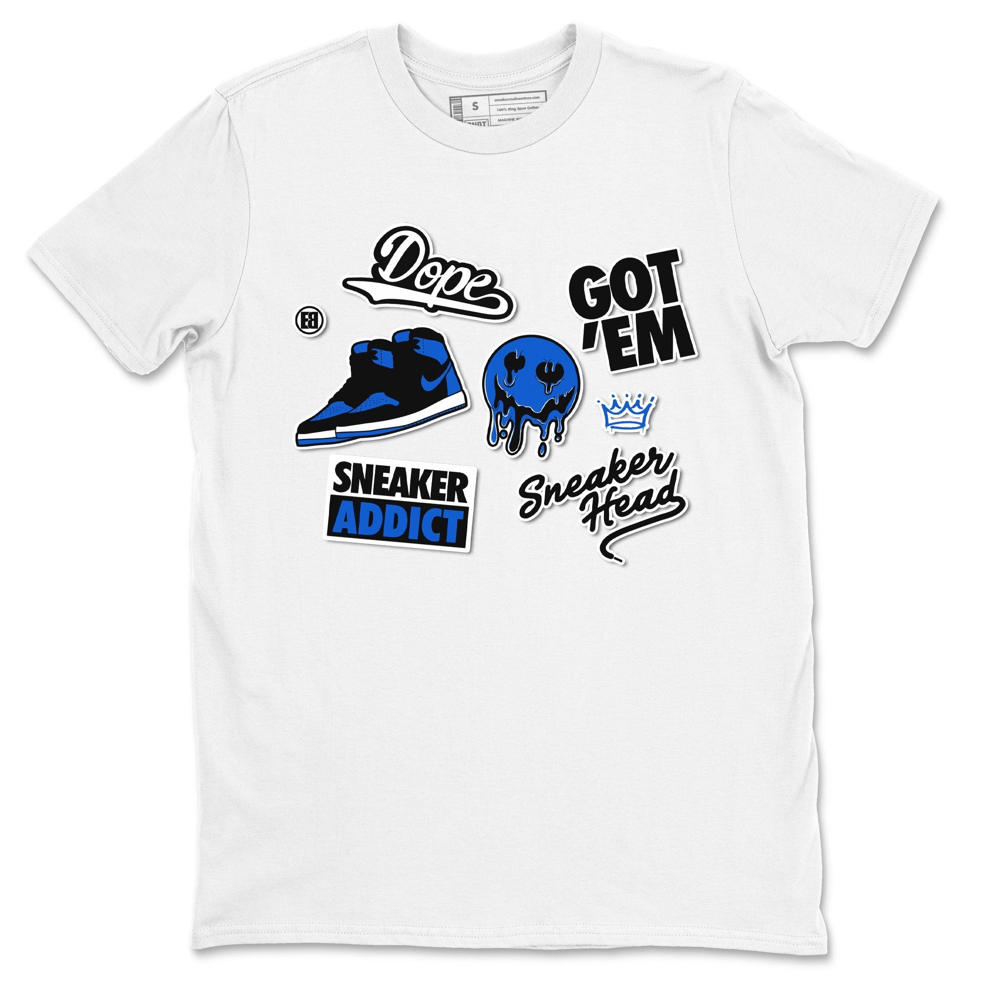 Jordan 1 Retro High OG Royal Reimagined shirt to match jordans Sneakerhead Sticker sneaker matching tees Air Jordan 1 Royal Reimagined Drip Gear Zones Unisex White 2 T-Shirt