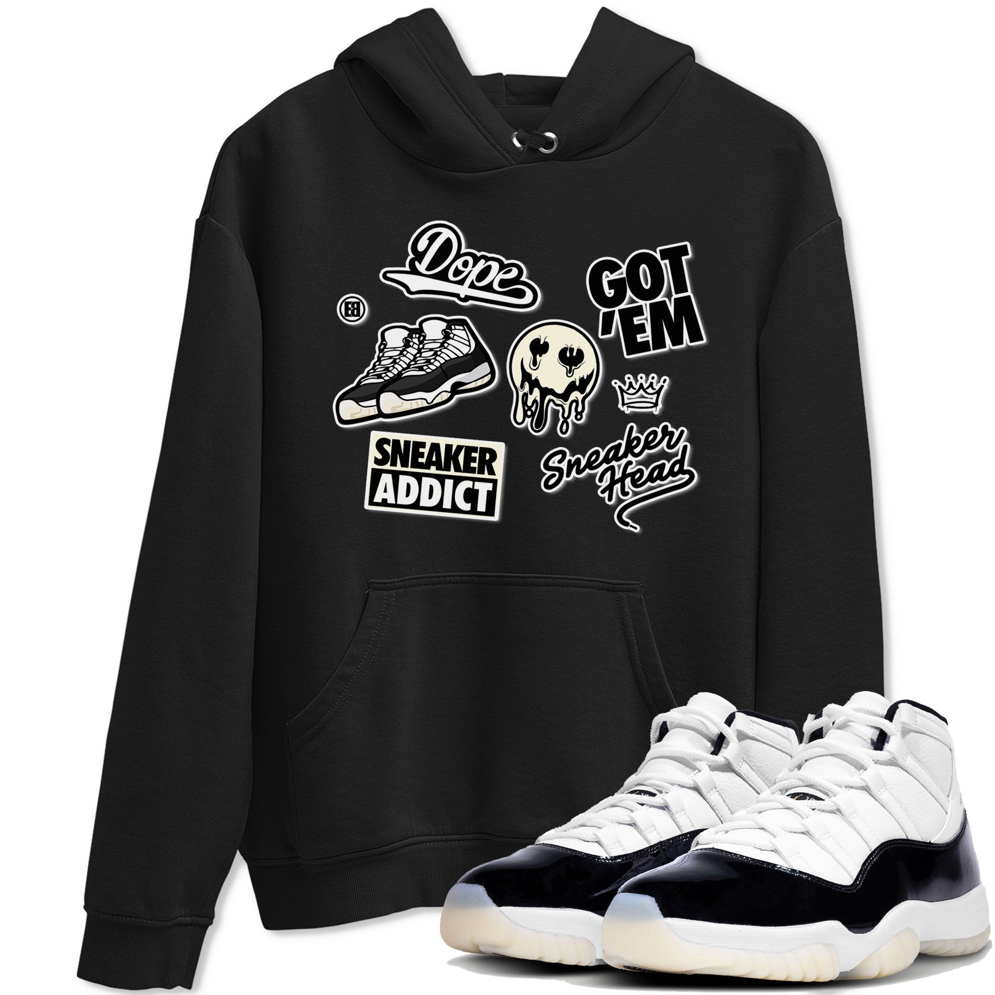 Jordan Rero 11 Gratitude shirt to match jordans Sneakerhead Sticker sneaker matching tees Air Jordan 11 Gratitude Drip Gear Zone Unisex Black 1 T-Shirt