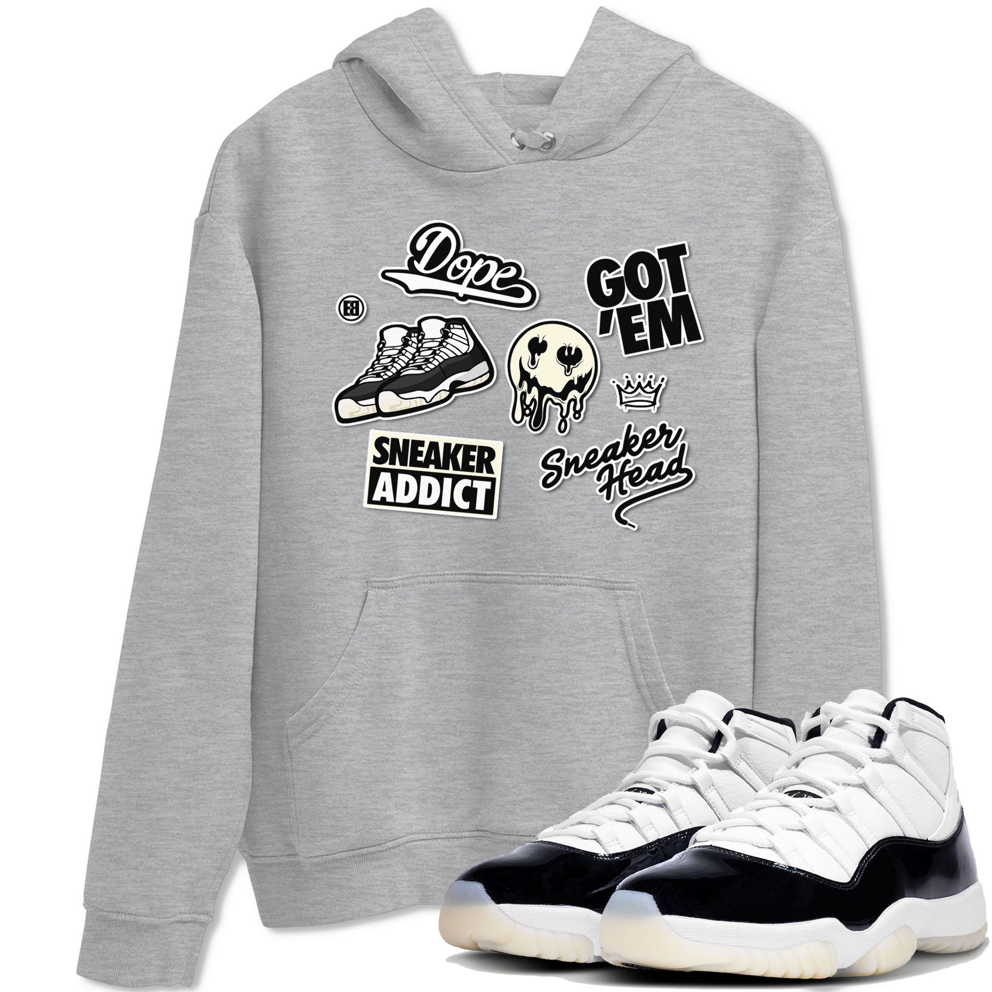 Jordan Rero 11 Gratitude shirt to match jordans Sneakerhead Sticker sneaker matching tees Air Jordan 11 Gratitude Drip Gear Zone Unisex Heather Grey 1 T-Shirt