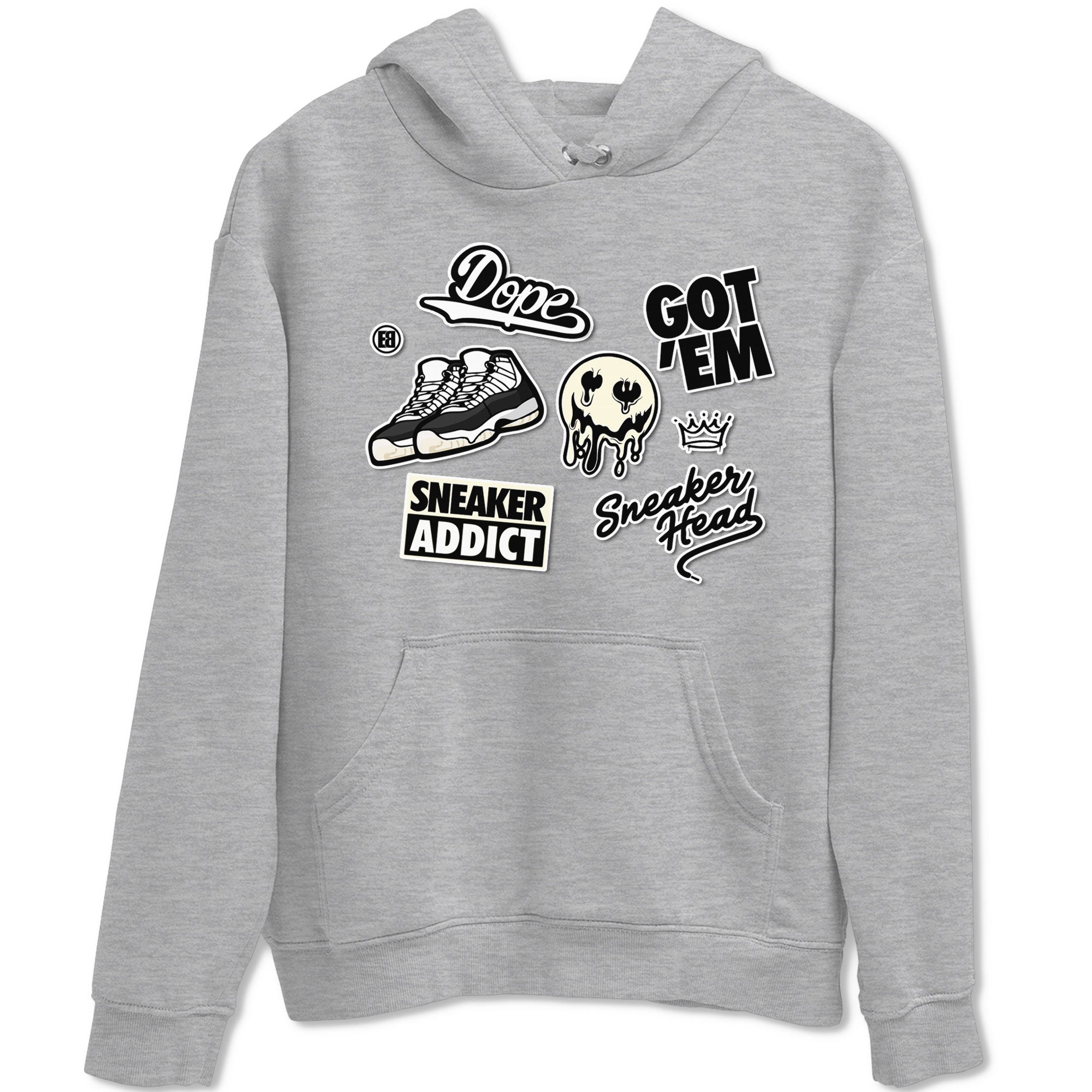 Jordan Rero 11 Gratitude shirt to match jordans Sneakerhead Sticker sneaker matching tees Air Jordan 11 Gratitude Drip Gear Zone Unisex Heather Grey 2 T-Shirt