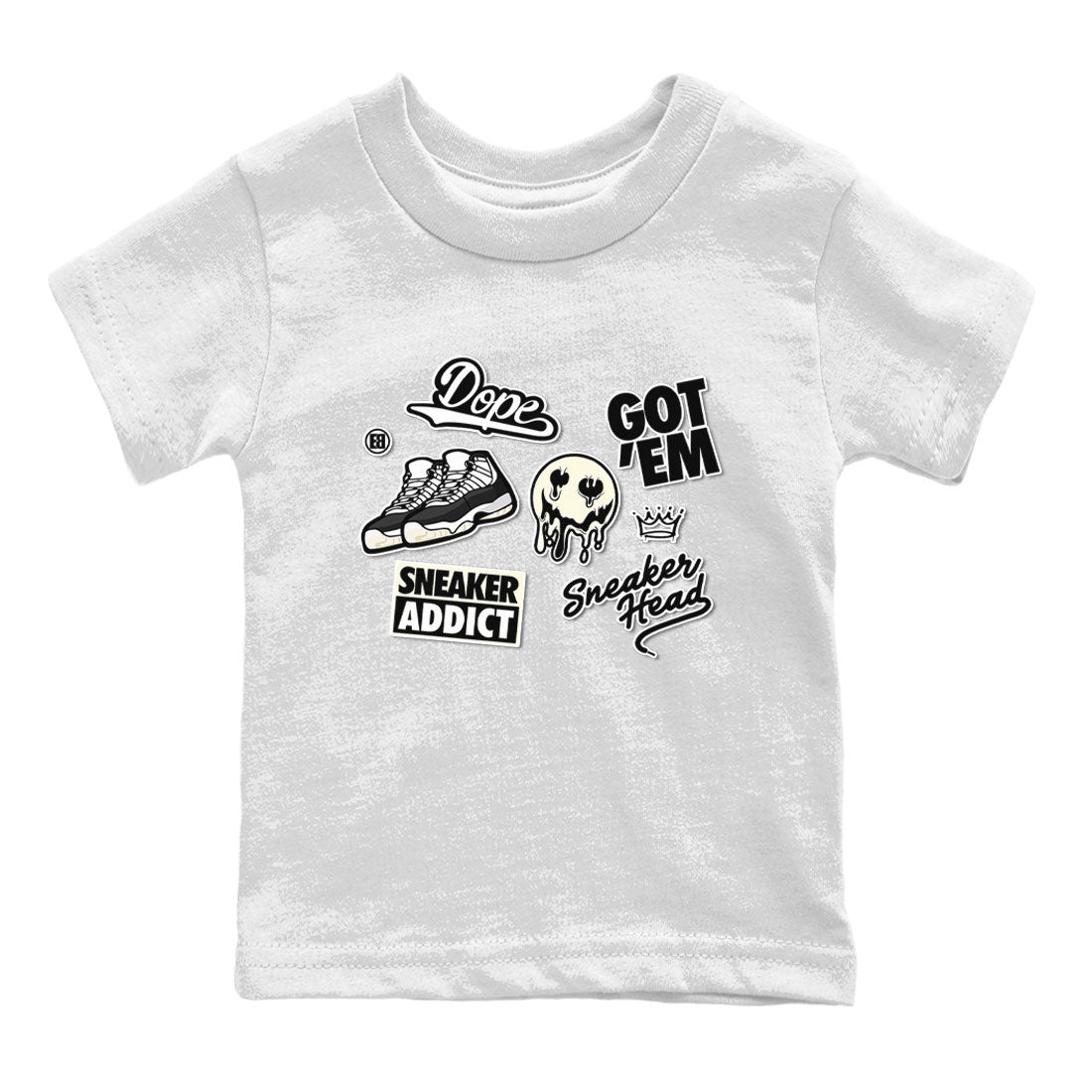 Jordan Rero 11 Gratitude shirt to match jordans Sneakerhead Sticker sneaker matching tees Air Jordan 11 Gratitude Drip Gear Zone Baby Toddler White 2 T-Shirt