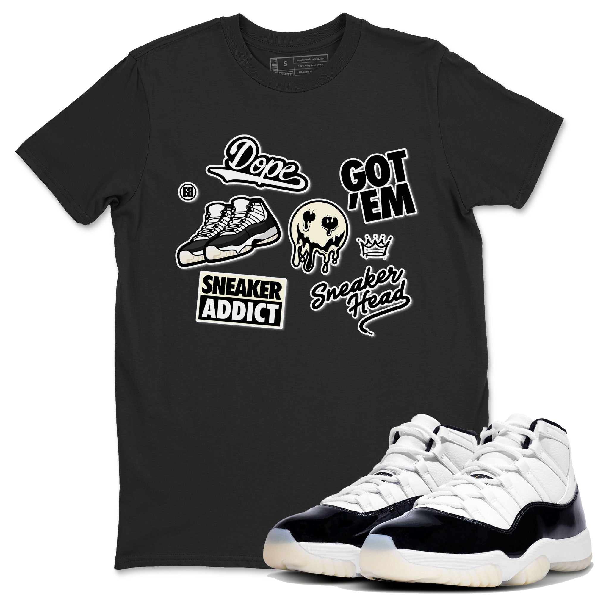 Jordan Rero 11 Gratitude shirt to match jordans Sneakerhead Sticker sneaker matching tees Air Jordan 11 Gratitude Drip Gear Zone Unisex Black 1 T-Shirt