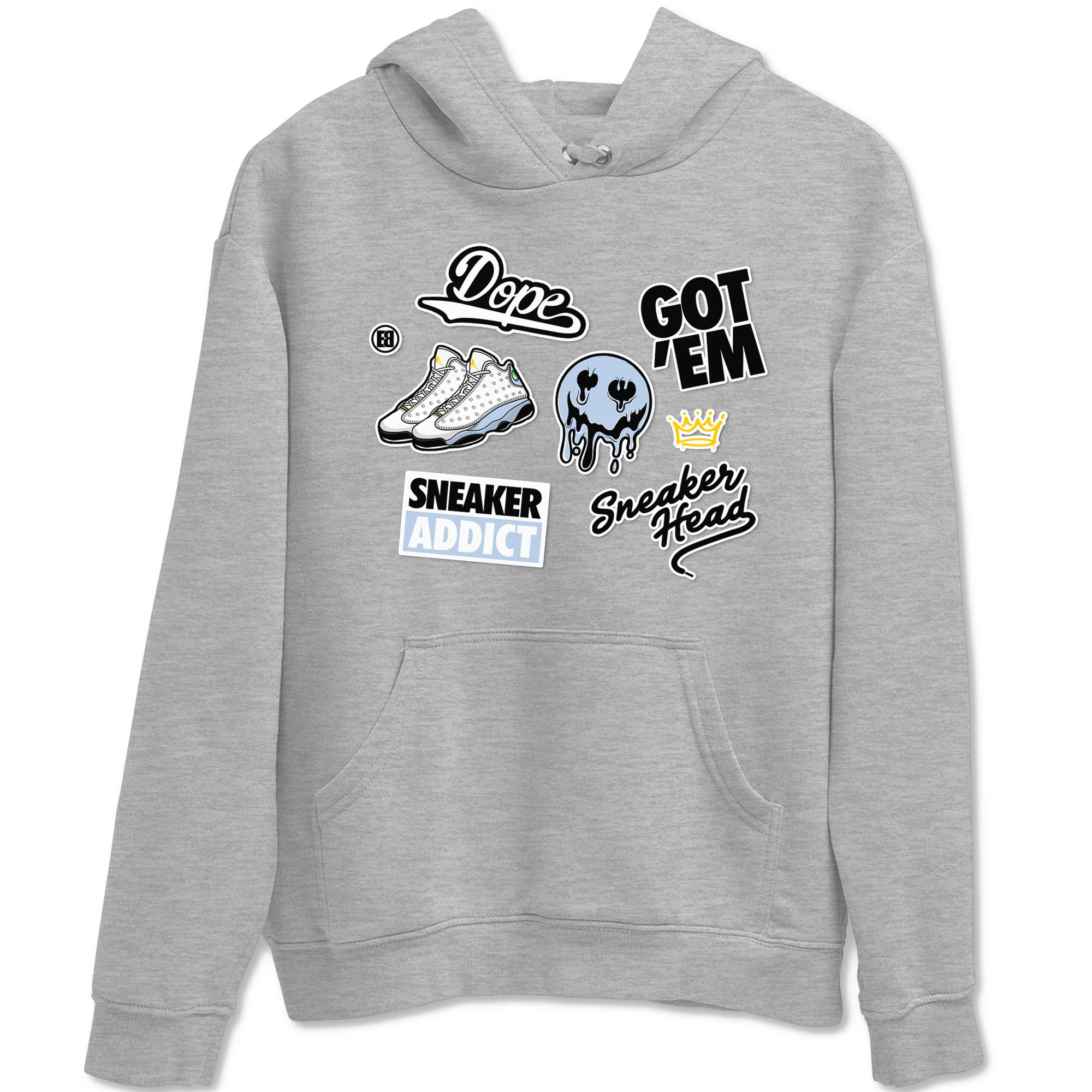 13s Blue Grey shirt to match jordans Sneakerhead Sticker sneaker tees Air Jordan 13 Retro Blue Grey Drip Gear Zone unisex cotton Heather Grey 2 crew neck shirt