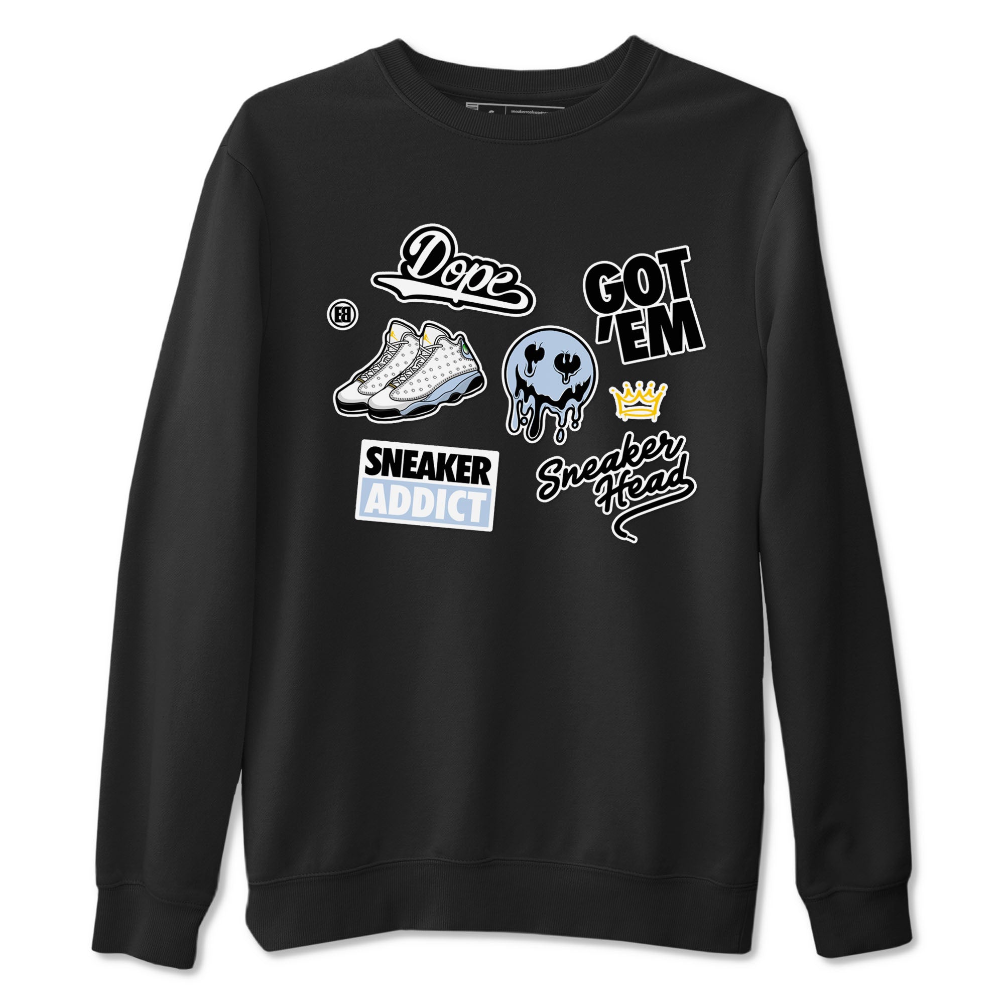 13s Blue Grey shirt to match jordans Sneakerhead Sticker sneaker tees Air Jordan 13 Retro Blue Grey Drip Gear Zone unisex cotton Black 2 crew neck shirt