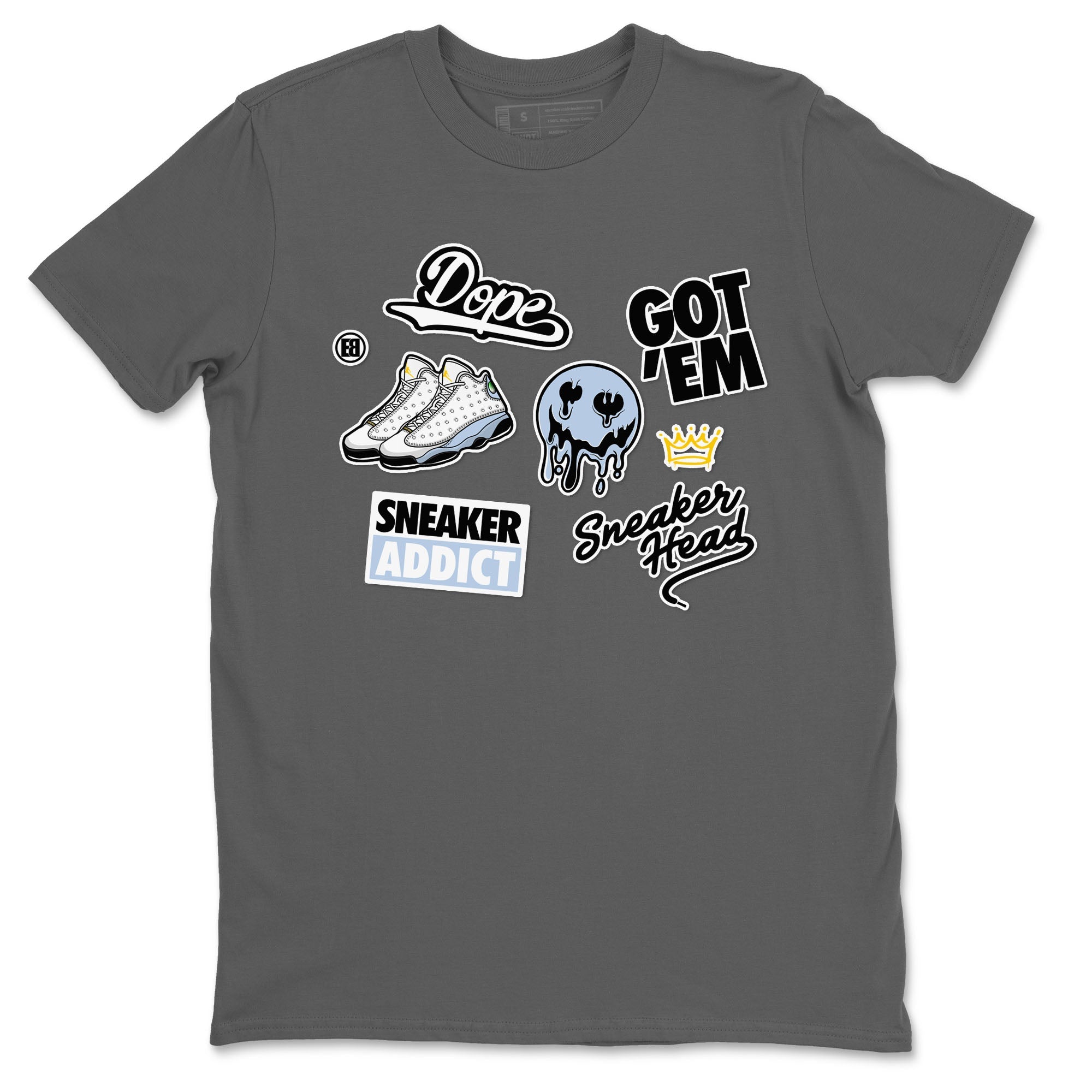 13s Blue Grey shirt to match jordans Sneakerhead Sticker sneaker tees Air Jordan 13 Retro Blue Grey Drip Gear Zone unisex cotton Cool Grey 2 crew neck shirt
