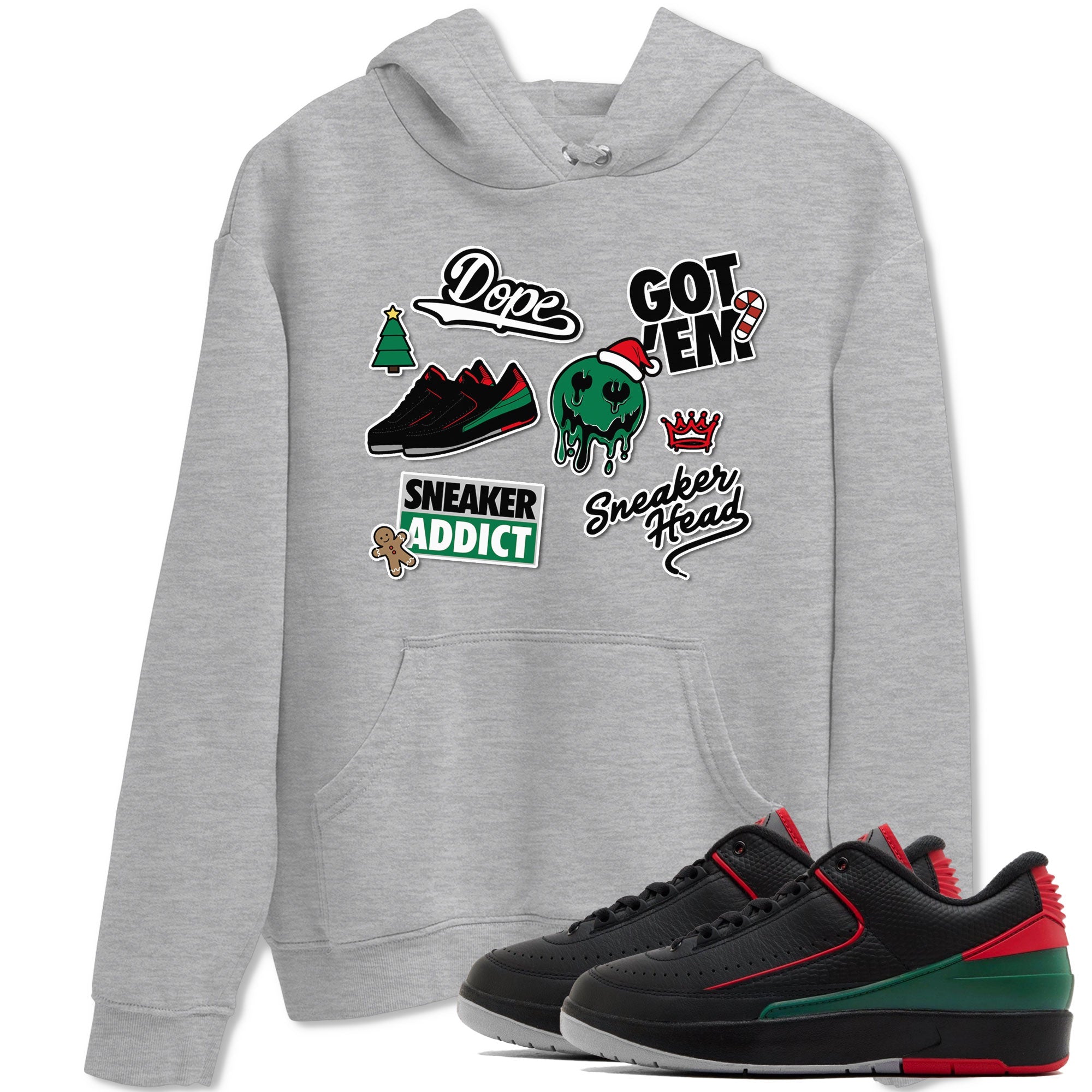 Air Jordan 2 Low Christmas shirt to match jordans Speicla Holiday Christmas Shirts Sneakerhead Sticker sneaker tees Air Jordan 2 Christmas Drip Gear Zone Sneaker Matching Shirt Unisex Heather Grey 1 T-Shirt