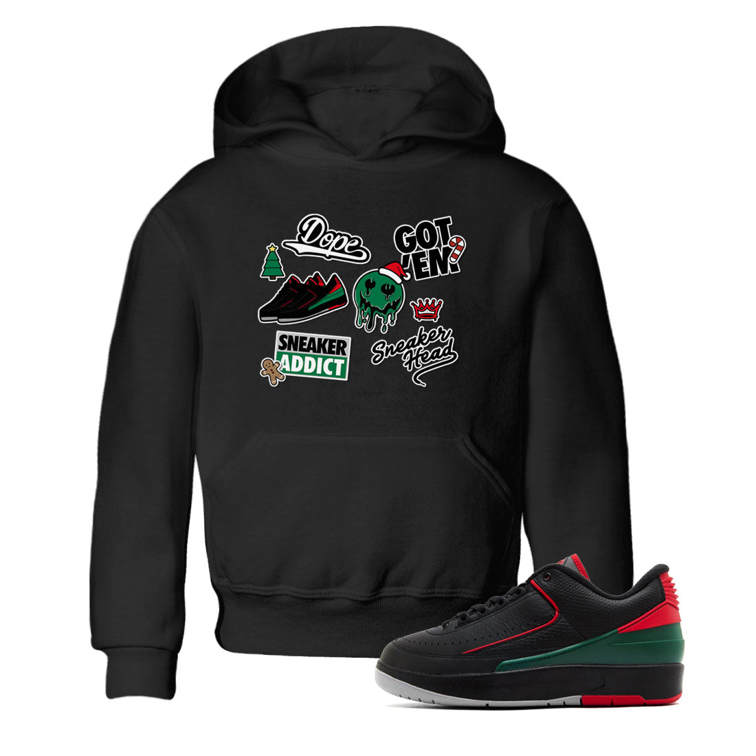 Air Jordan 2 Low Christmas shirt to match jordans Speicla Holiday Christmas Shirts Sneakerhead Sticker sneaker tees Air Jordan 2 Christmas Drip Gear Zone Sneaker Matching Shirt Baby Toddler Black 1 T-Shirt