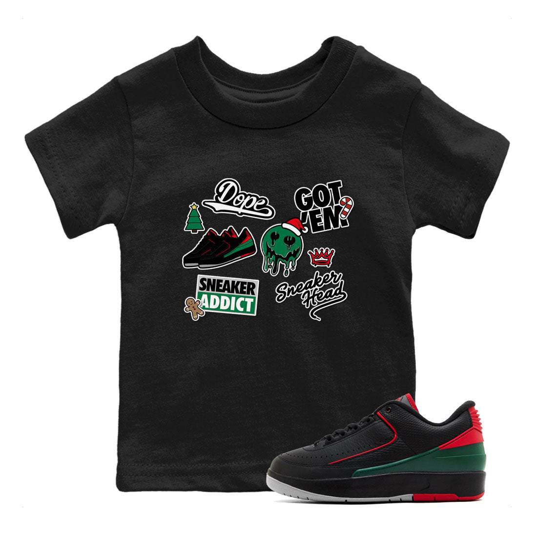 Air Jordan 2 Low Christmas shirt to match jordans Speicla Holiday Christmas Shirts Sneakerhead Sticker sneaker tees Air Jordan 2 Christmas Drip Gear Zone Sneaker Matching Shirt Baby Toddler Black 1 T-Shirt