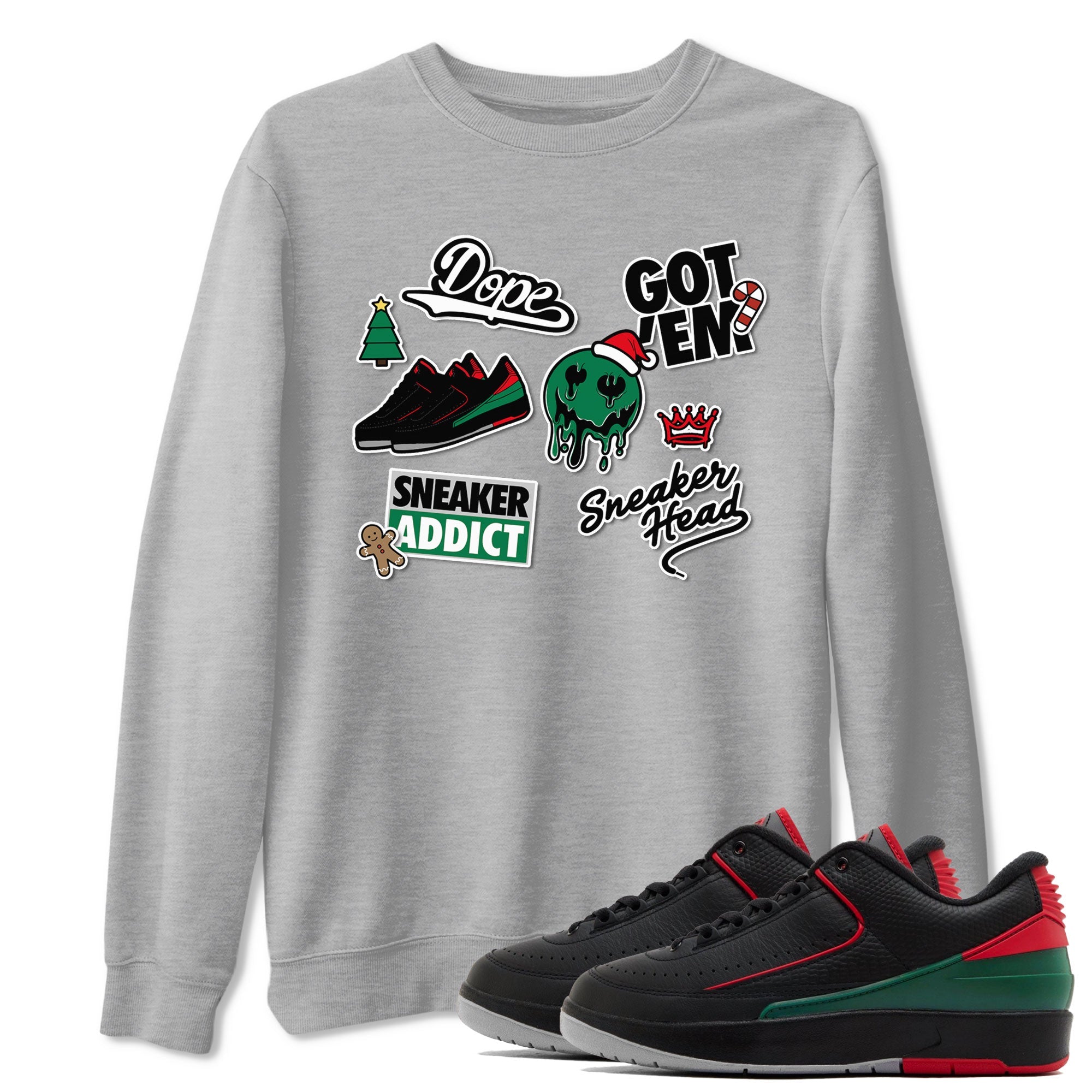 Air Jordan 2 Low Christmas shirt to match jordans Speicla Holiday Christmas Shirts Sneakerhead Sticker sneaker tees Air Jordan 2 Christmas Drip Gear Zone Sneaker Matching Shirt Unisex Heather Grey 1 T-Shirt