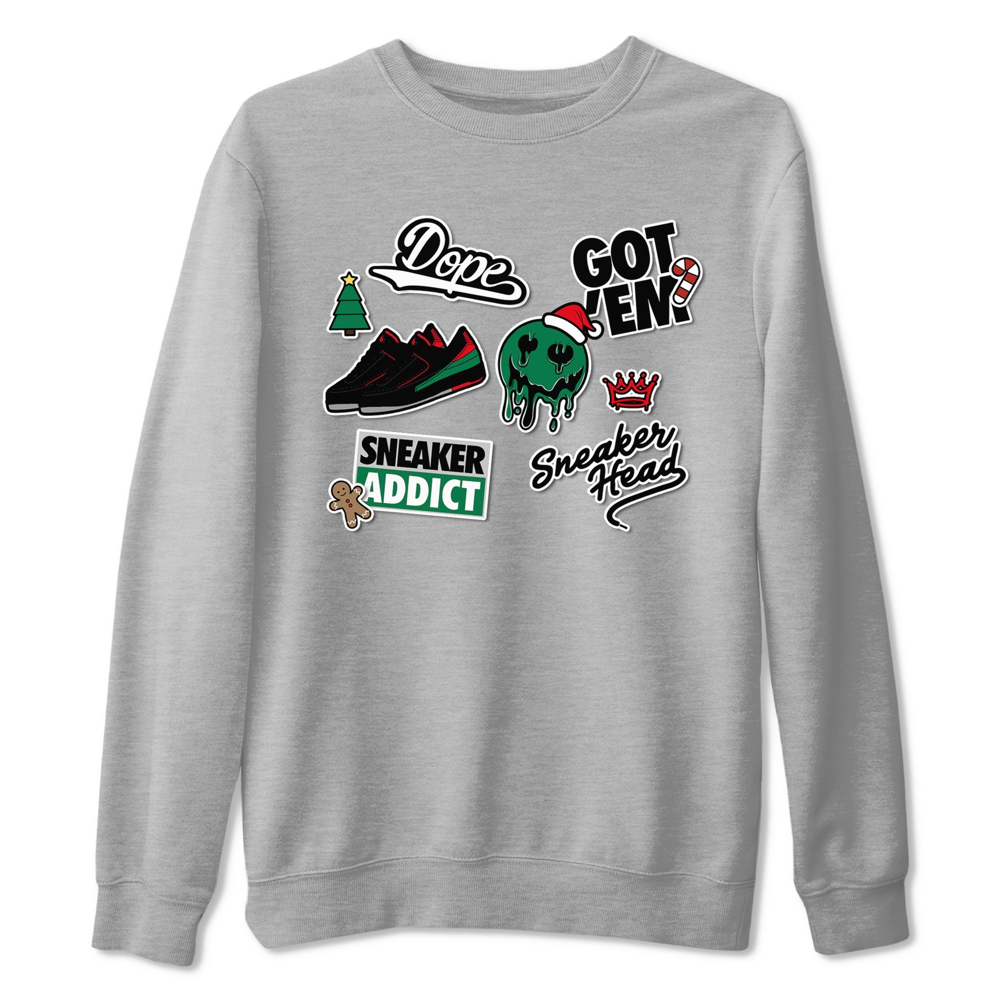Air Jordan 2 Low Christmas shirt to match jordans Speicla Holiday Christmas Shirts Sneakerhead Sticker sneaker tees Air Jordan 2 Christmas Drip Gear Zone Sneaker Matching Shirt Unisex Heather Grey 2 T-Shirt