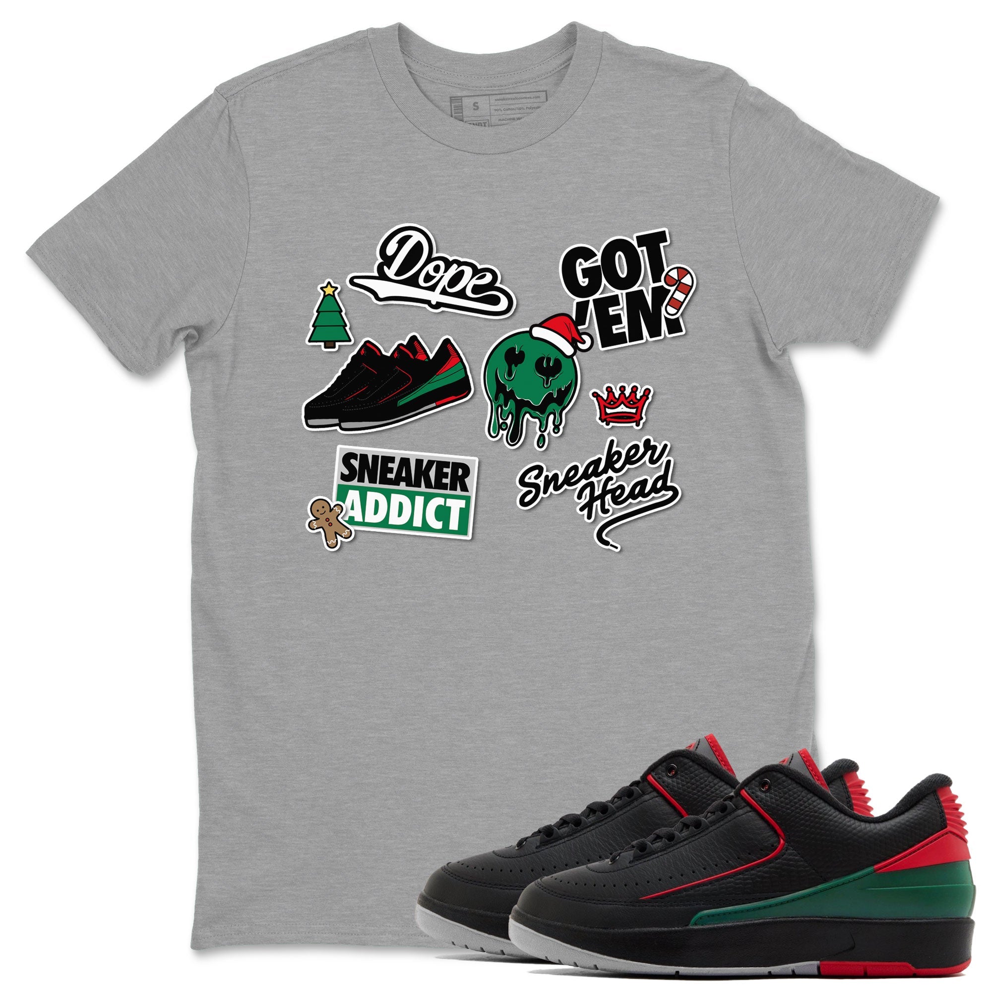 Air Jordan 2 Low Christmas shirt to match jordans Speicla Holiday Christmas Shirts Sneakerhead Sticker sneaker tees Air Jordan 2 Christmas Drip Gear Zone Sneaker Matching Shirt Unisex Heather Grey 1 T-Shirt